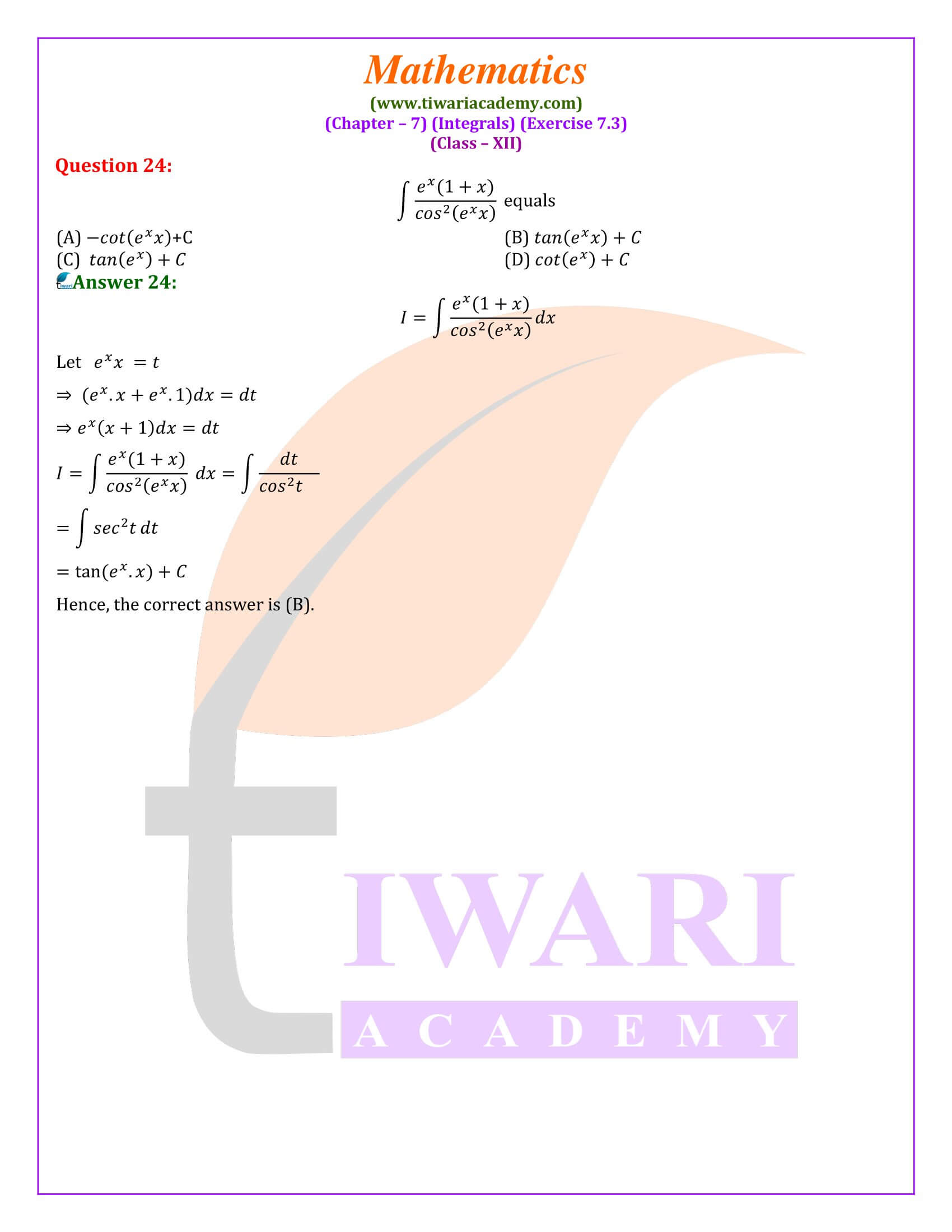 12th Maths ex. 7.3