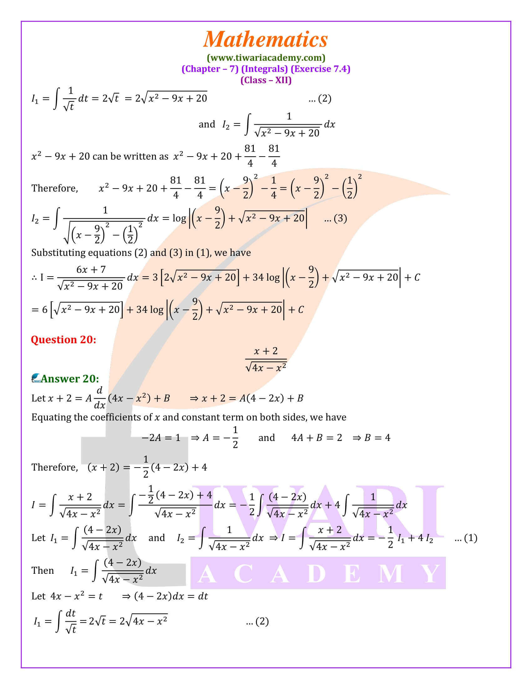 12th Maths Ex. 7.4