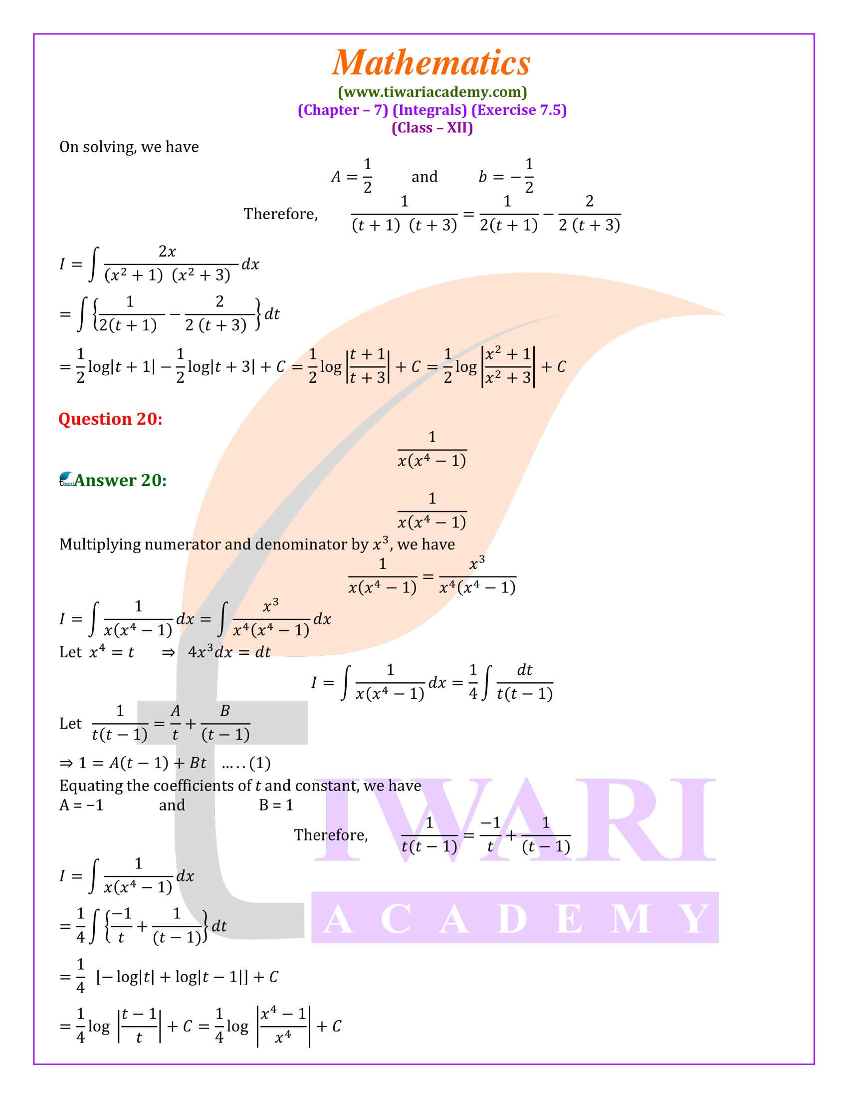 12th Mahs ex. 7.5 guide in English