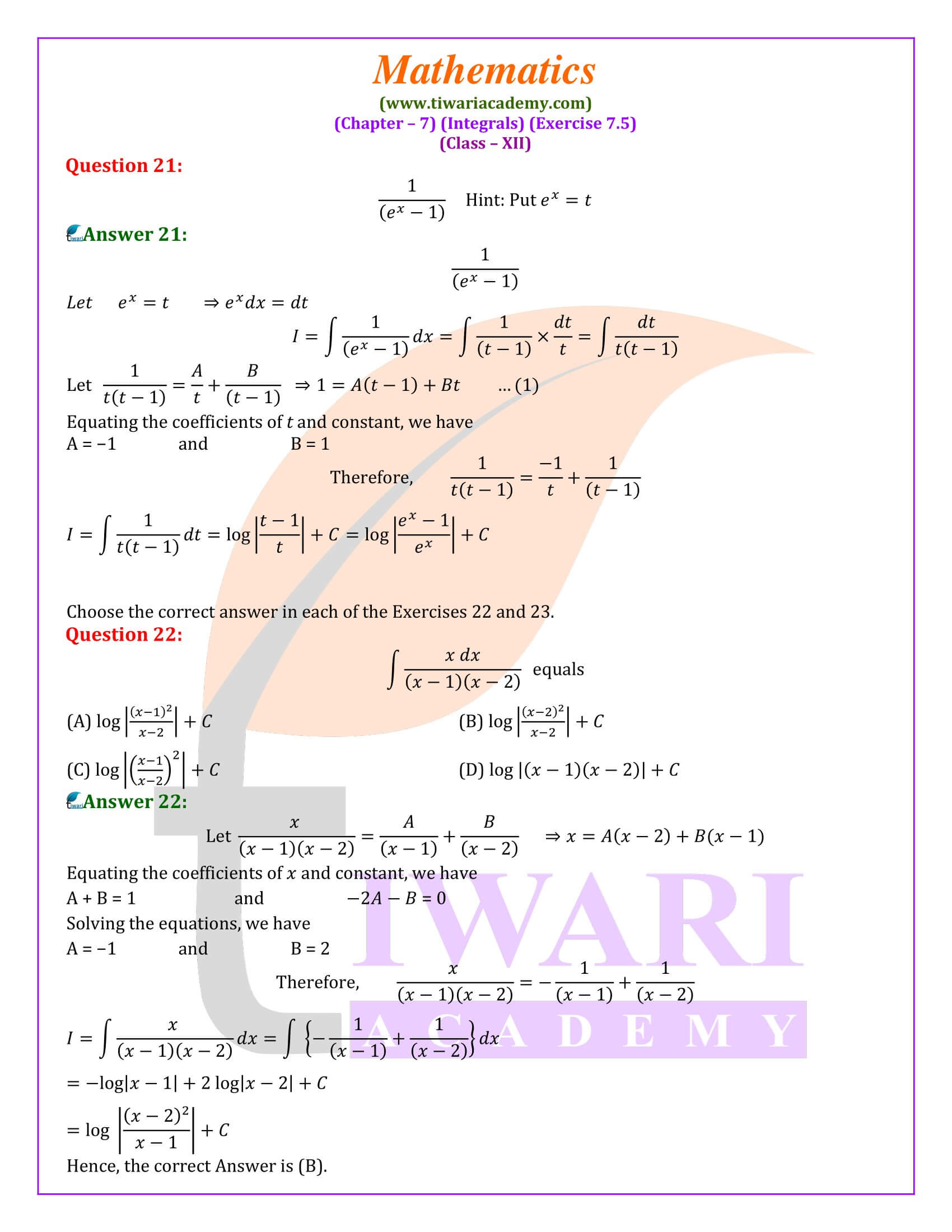 12th Mahs ex. 7.5 solution free