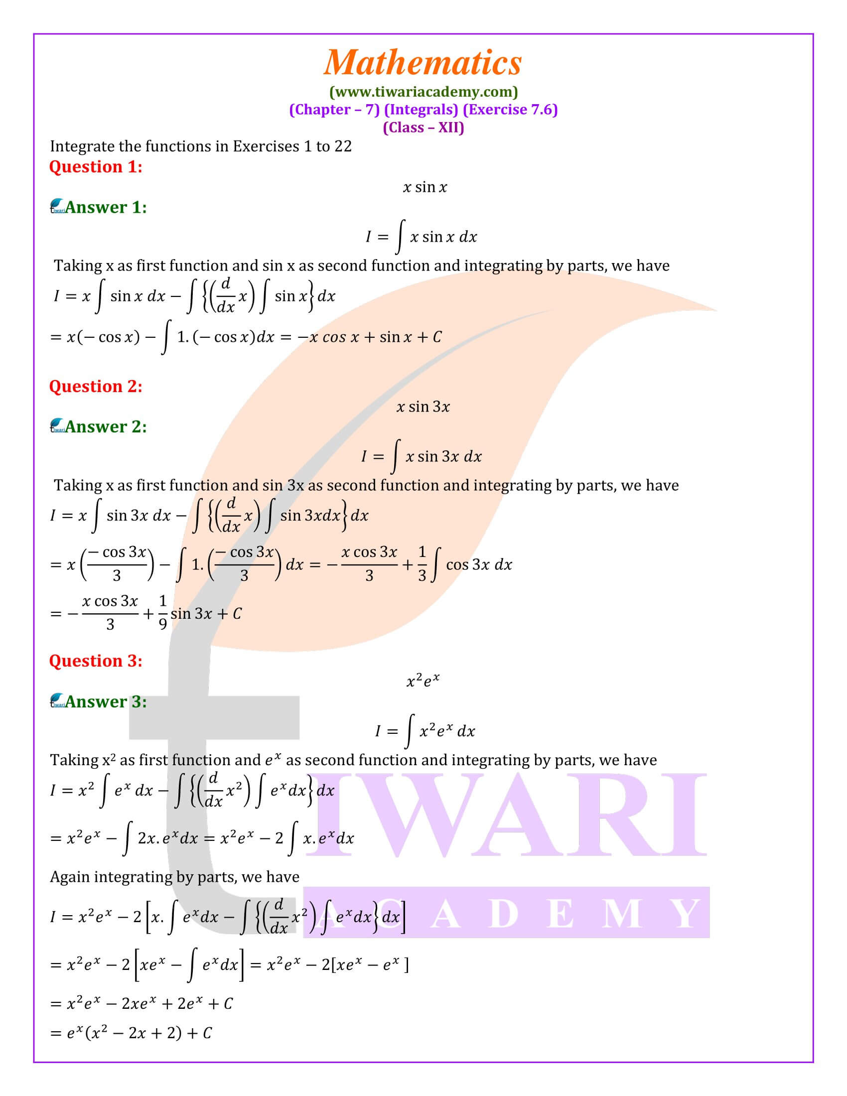 Class 12 Maths Exercise 7.6
