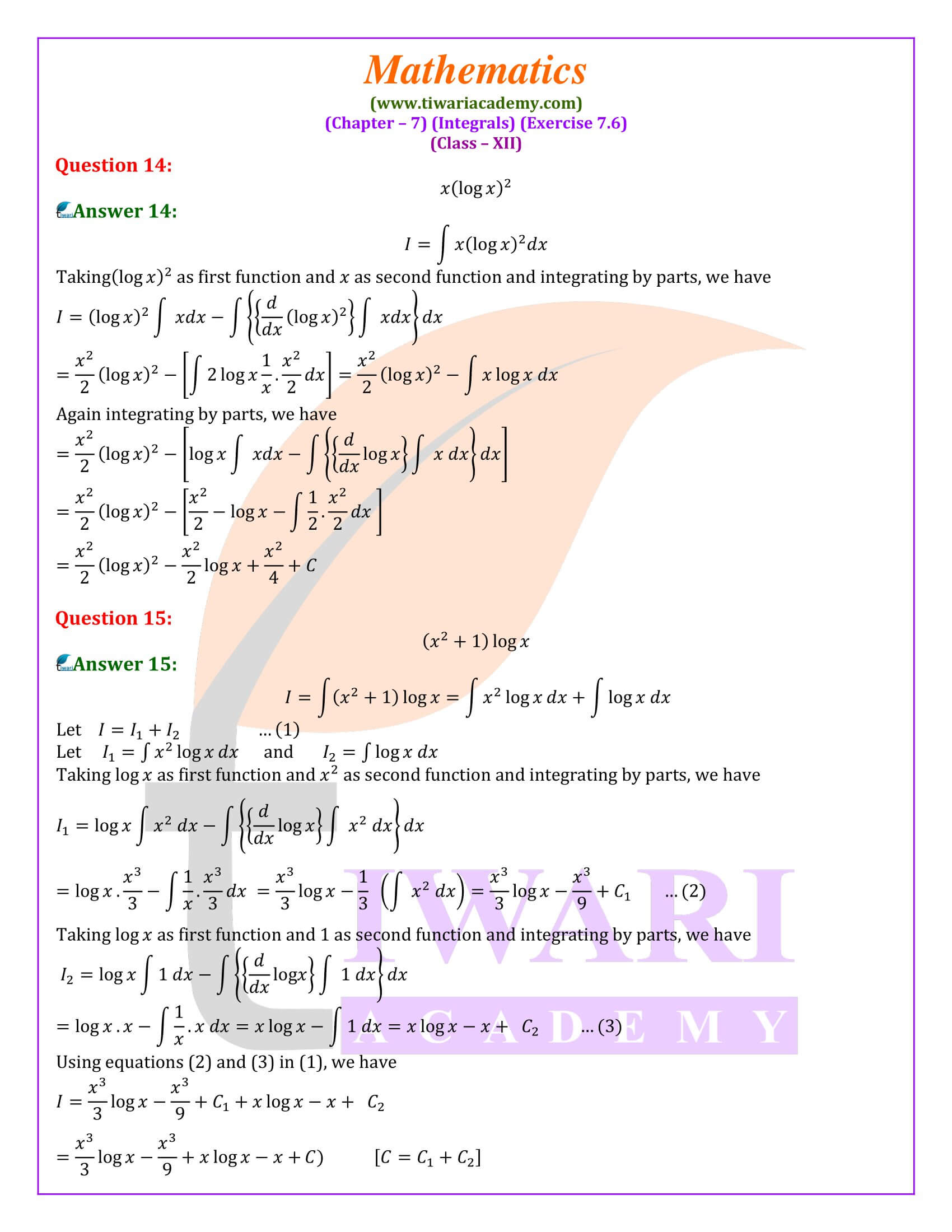 12th Maths Ex. 7.6