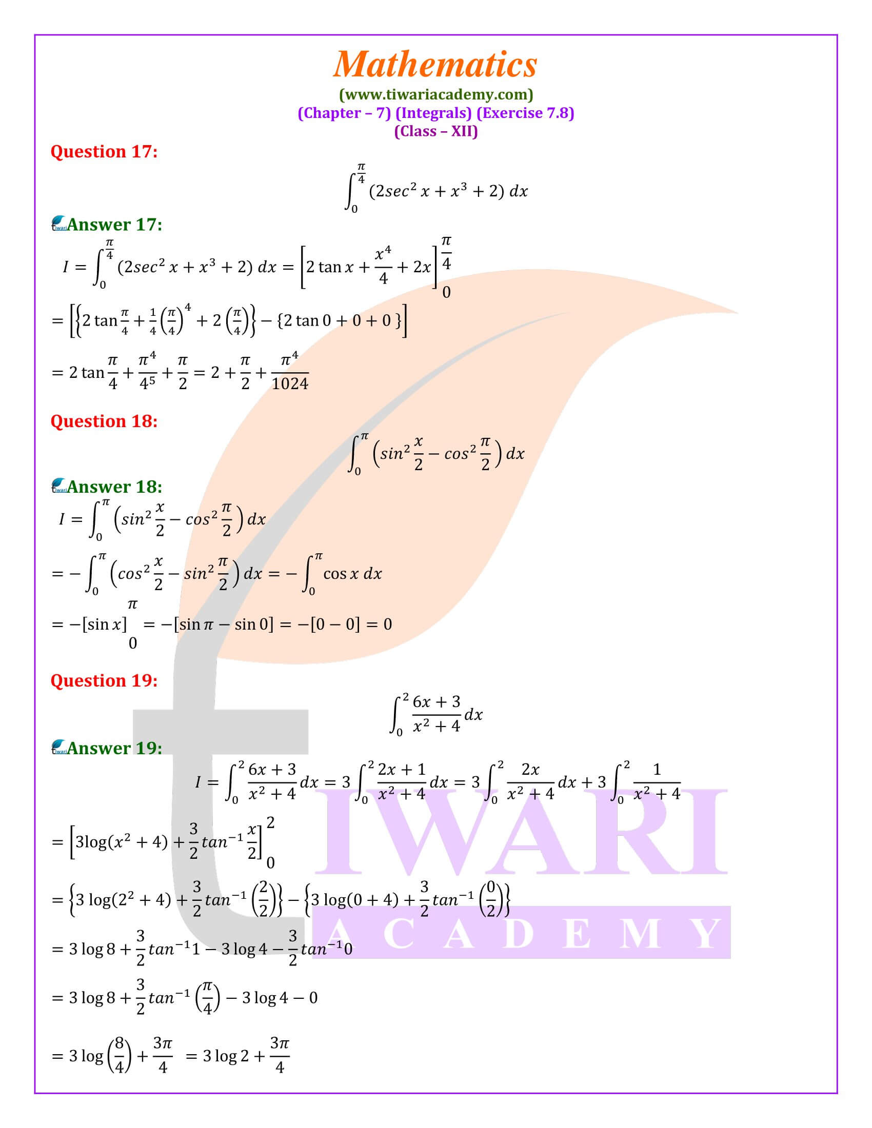 12th Maths ex. 7.8