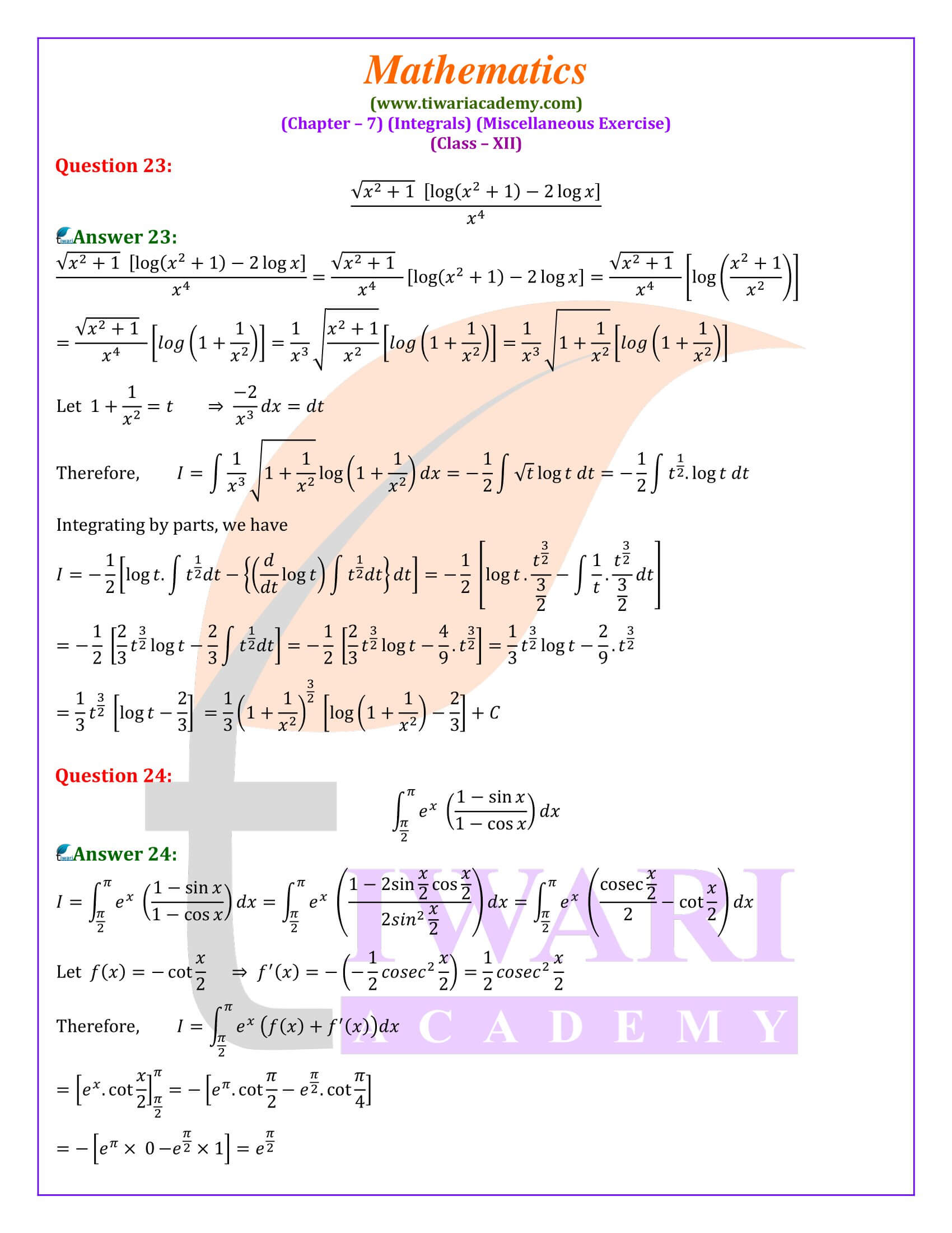 Class 12 Maths Chapter 7 Misc. Exercise