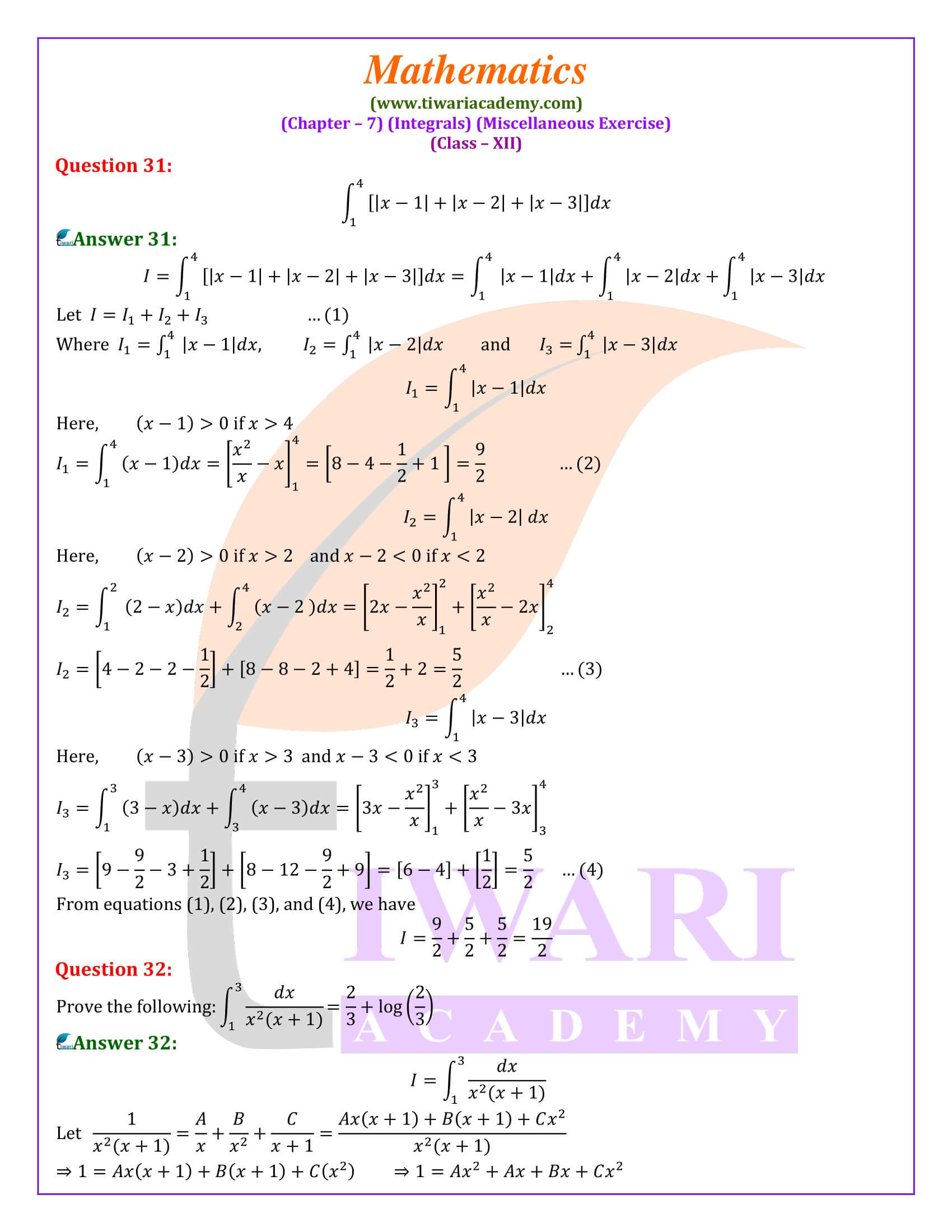 Class 12 Maths Chapter 7 Misc. Exercise solutions in English