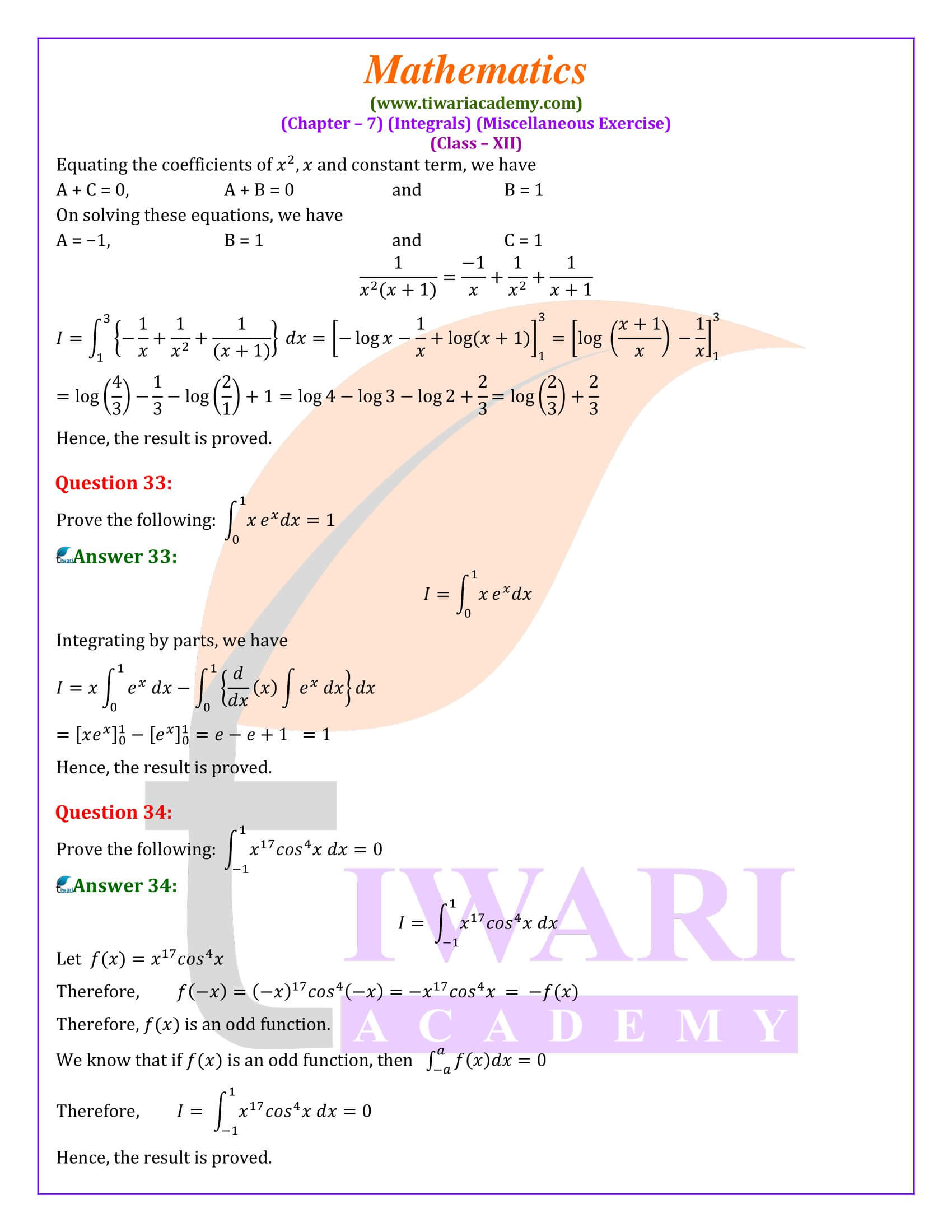 English Medium solutions for class 12 Misc. 7