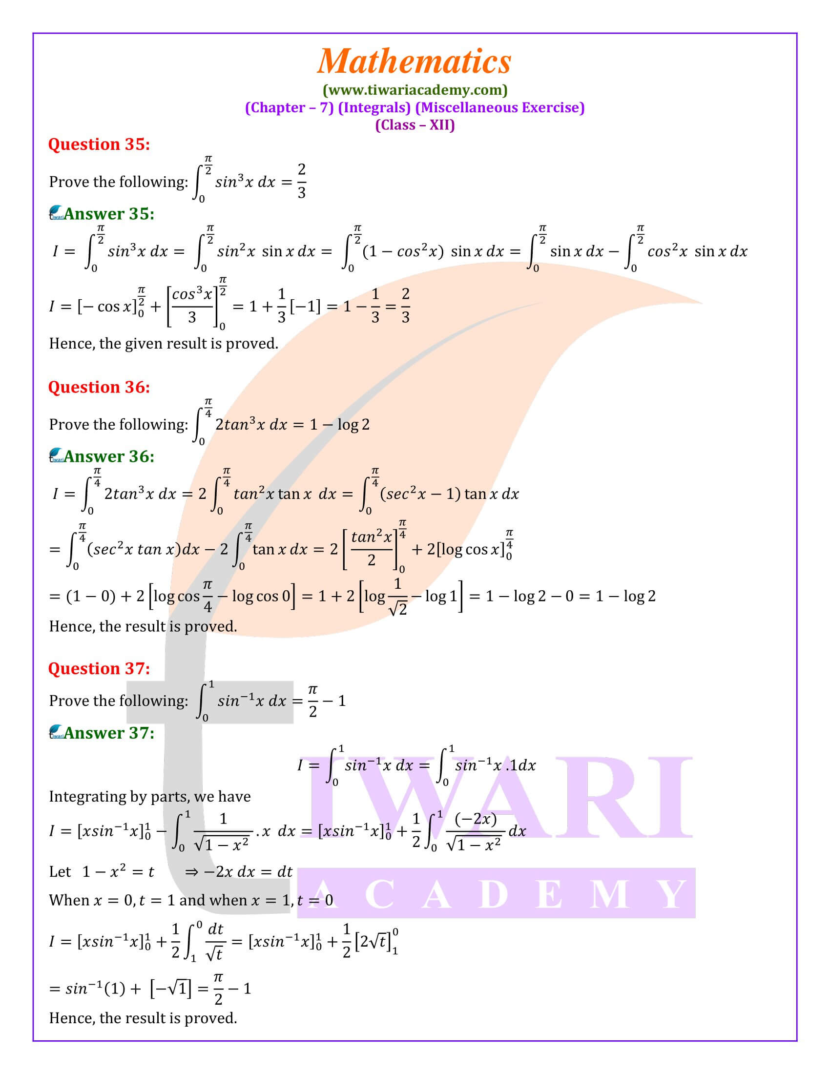 Chapter 7 Misc. Exercise class 12 Maths