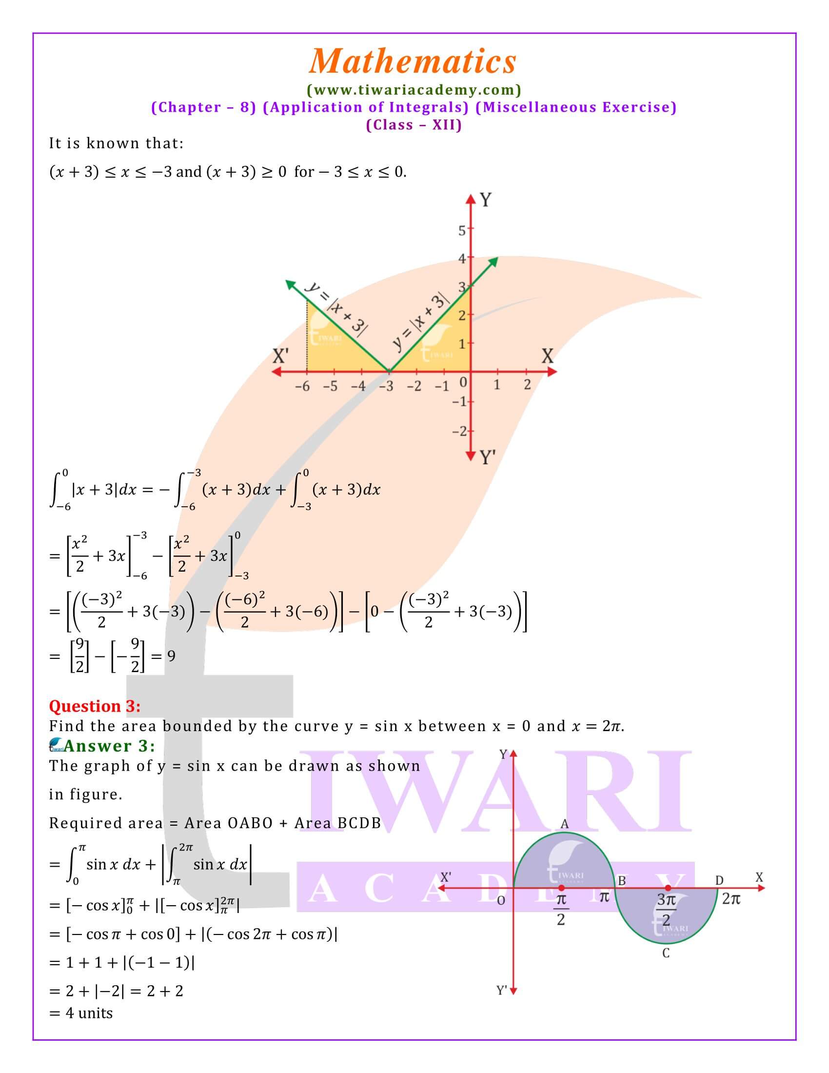 NCERT Solutions for Class 12 Maths Chapter 8 Miscellaneous Exercise