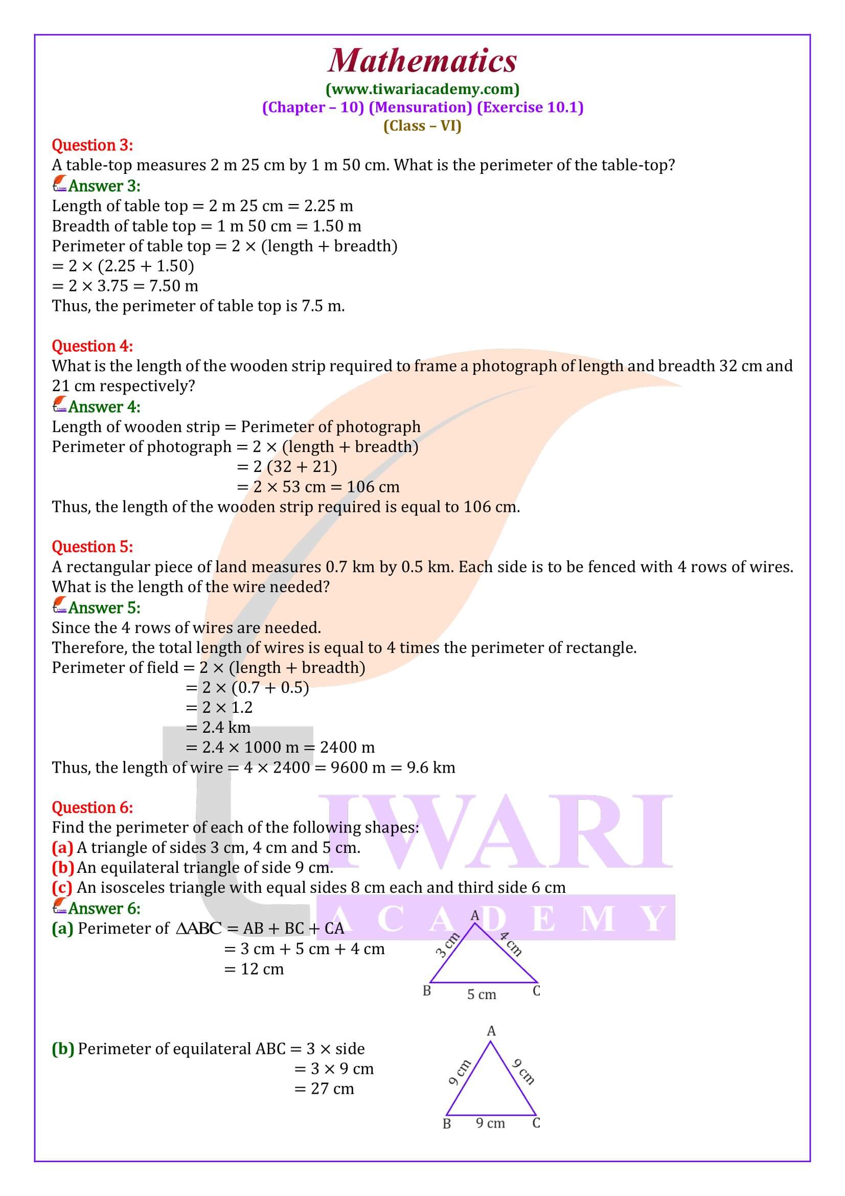 Class 6 Maths Ex. 10.1