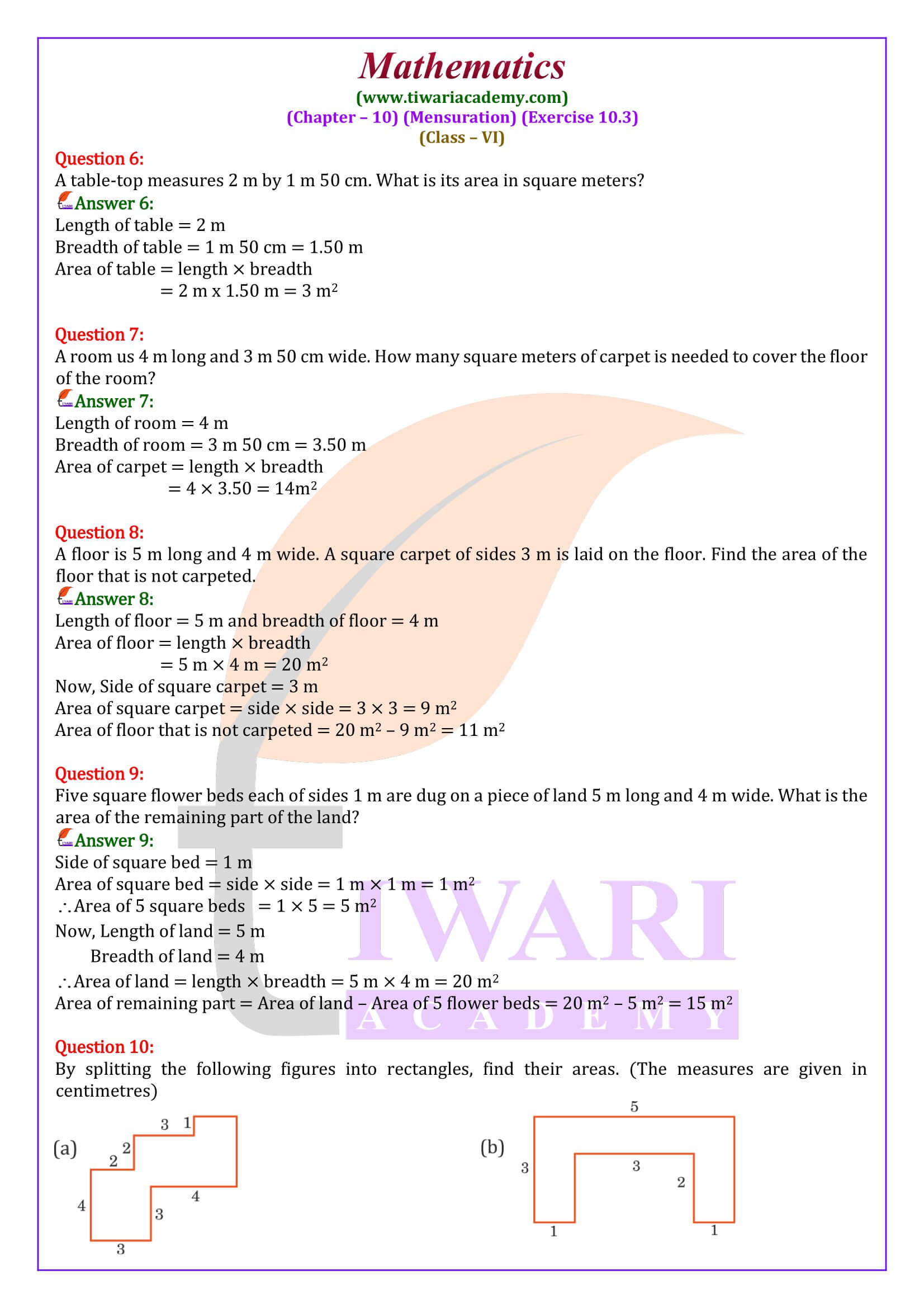 6th Maths ex. 10.3 solutions