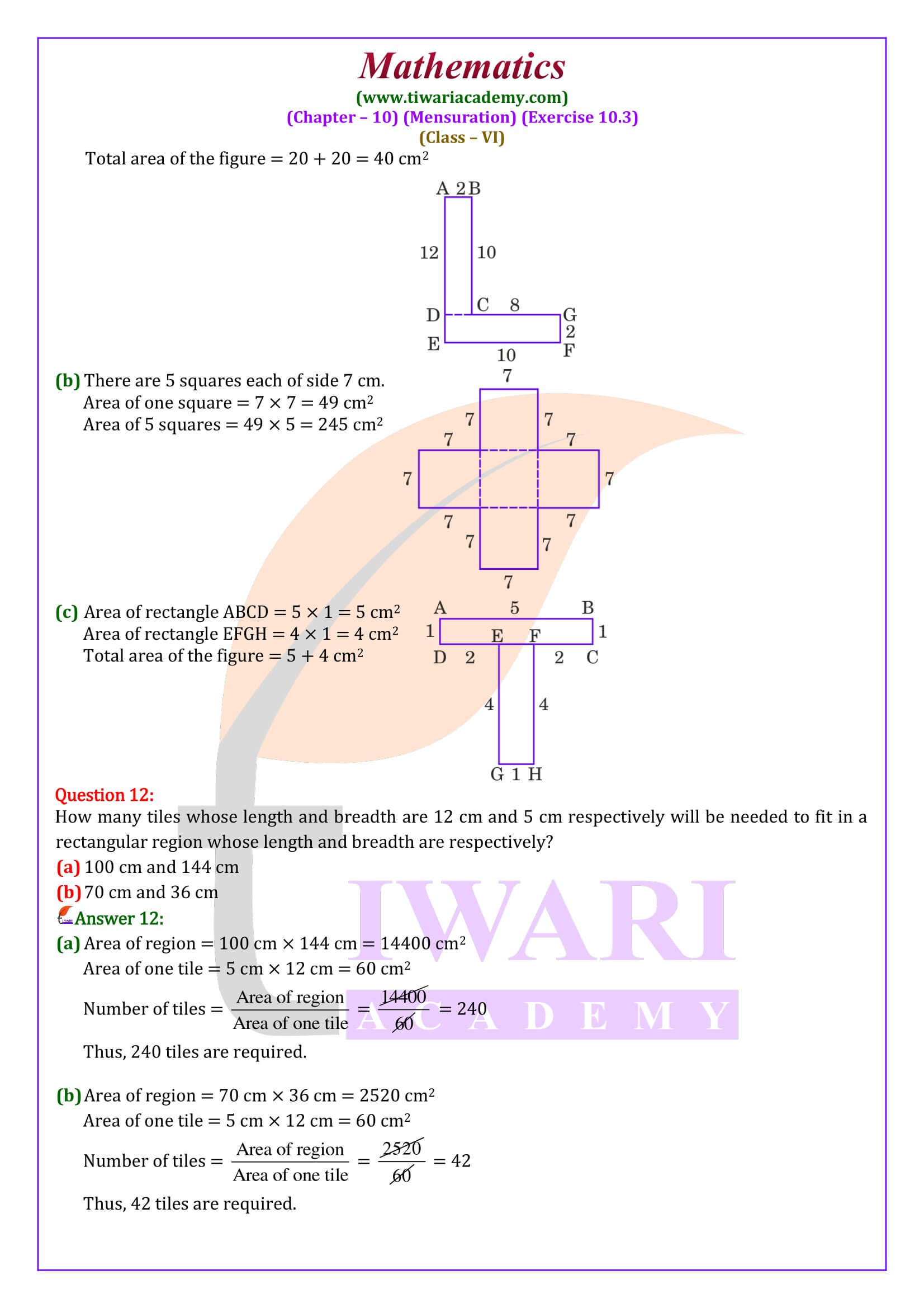 Class 6 Maths Exercise 10.3