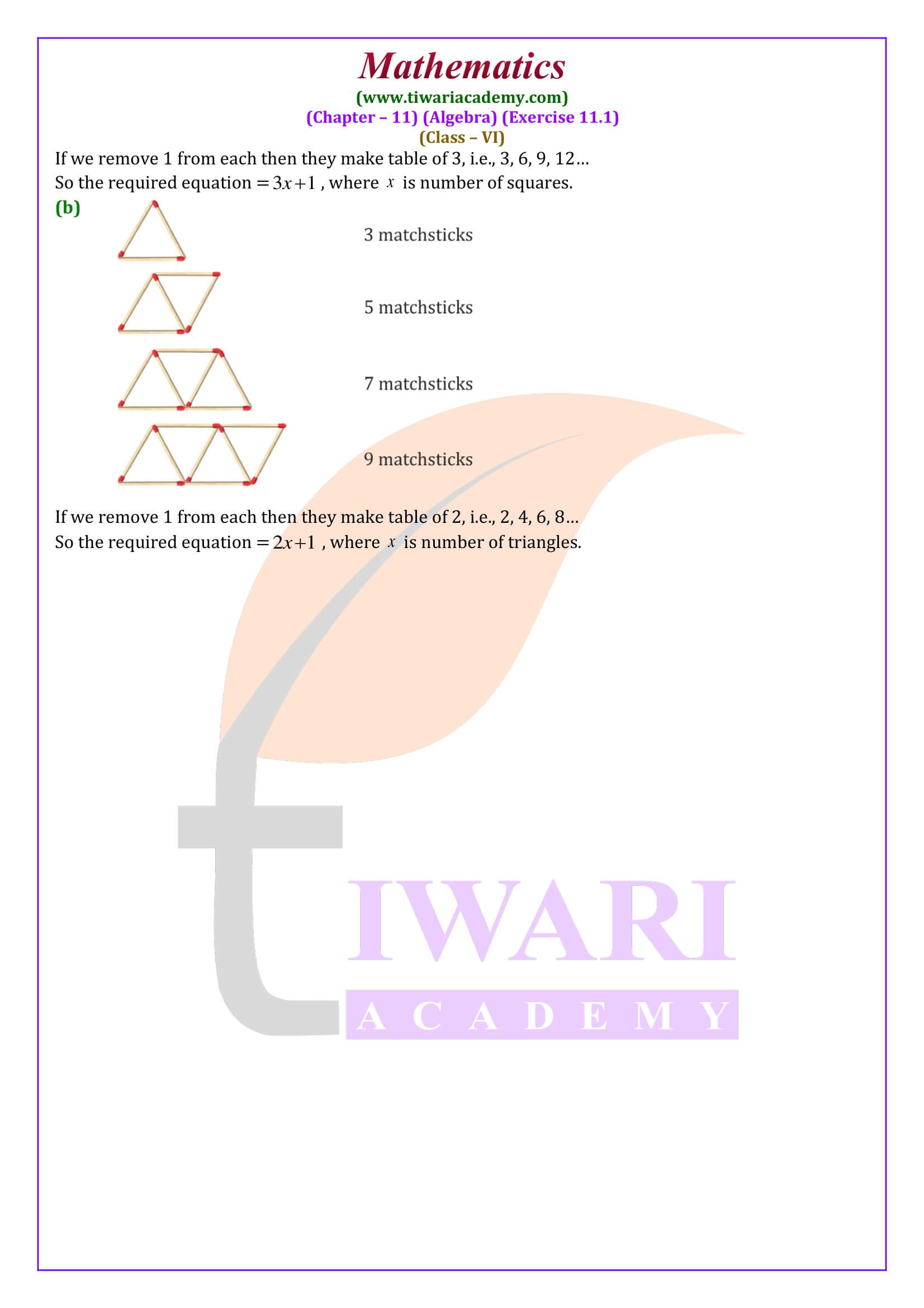 Class 6 Maths Exercise 11.1