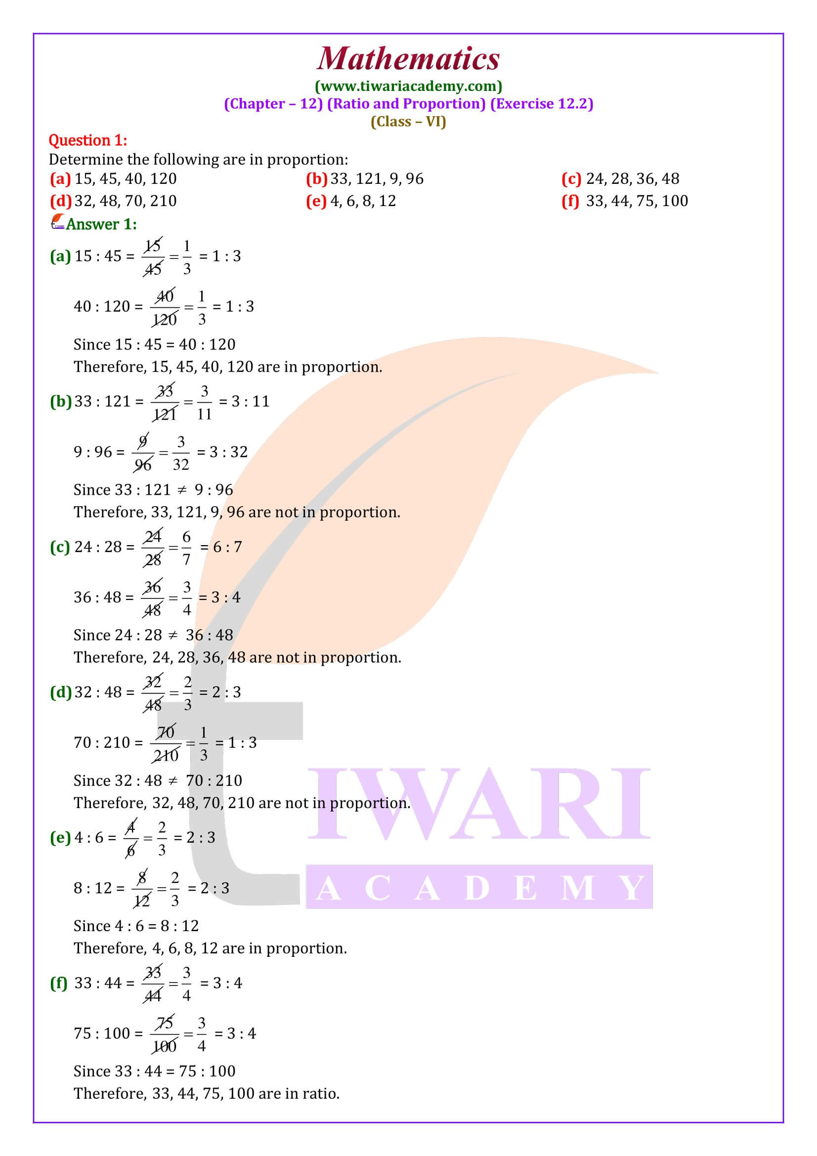 Class 6 Maths Ex. 12.2