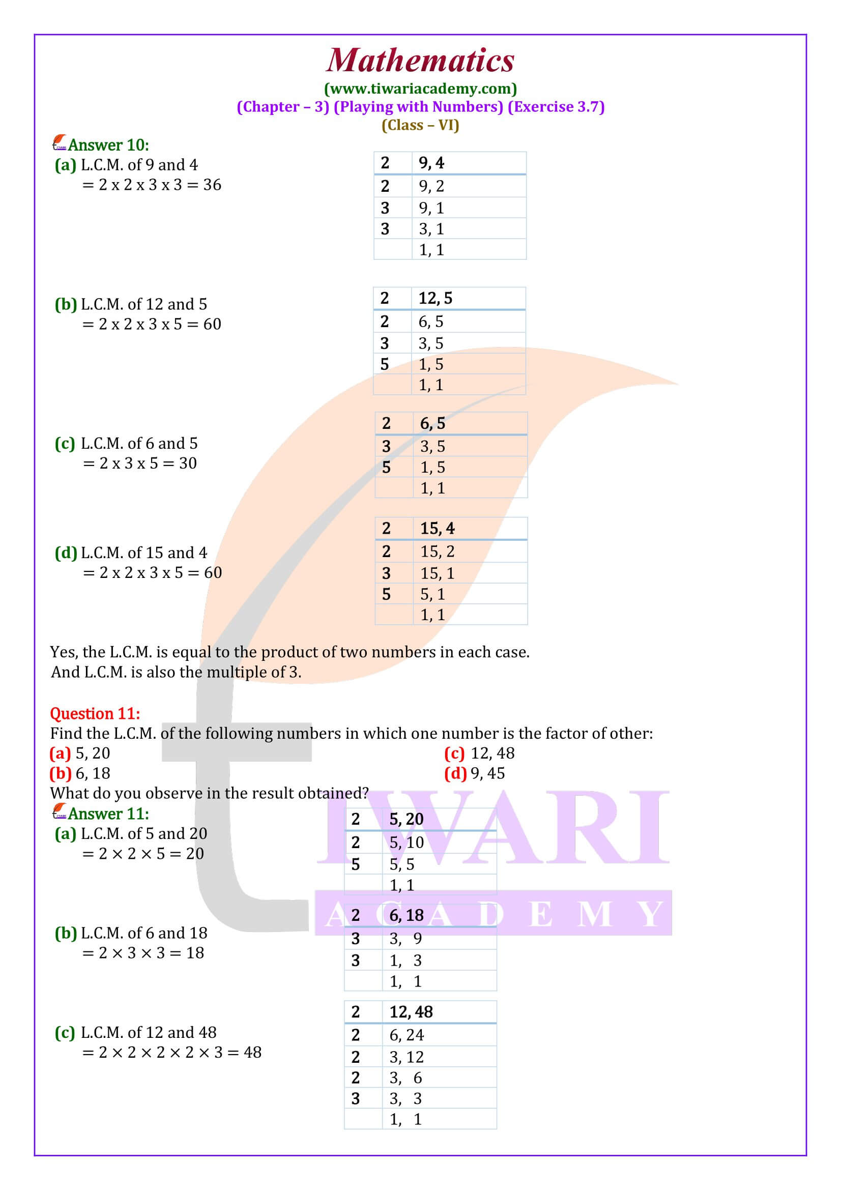 Class 6 Maths Ex. 3.7