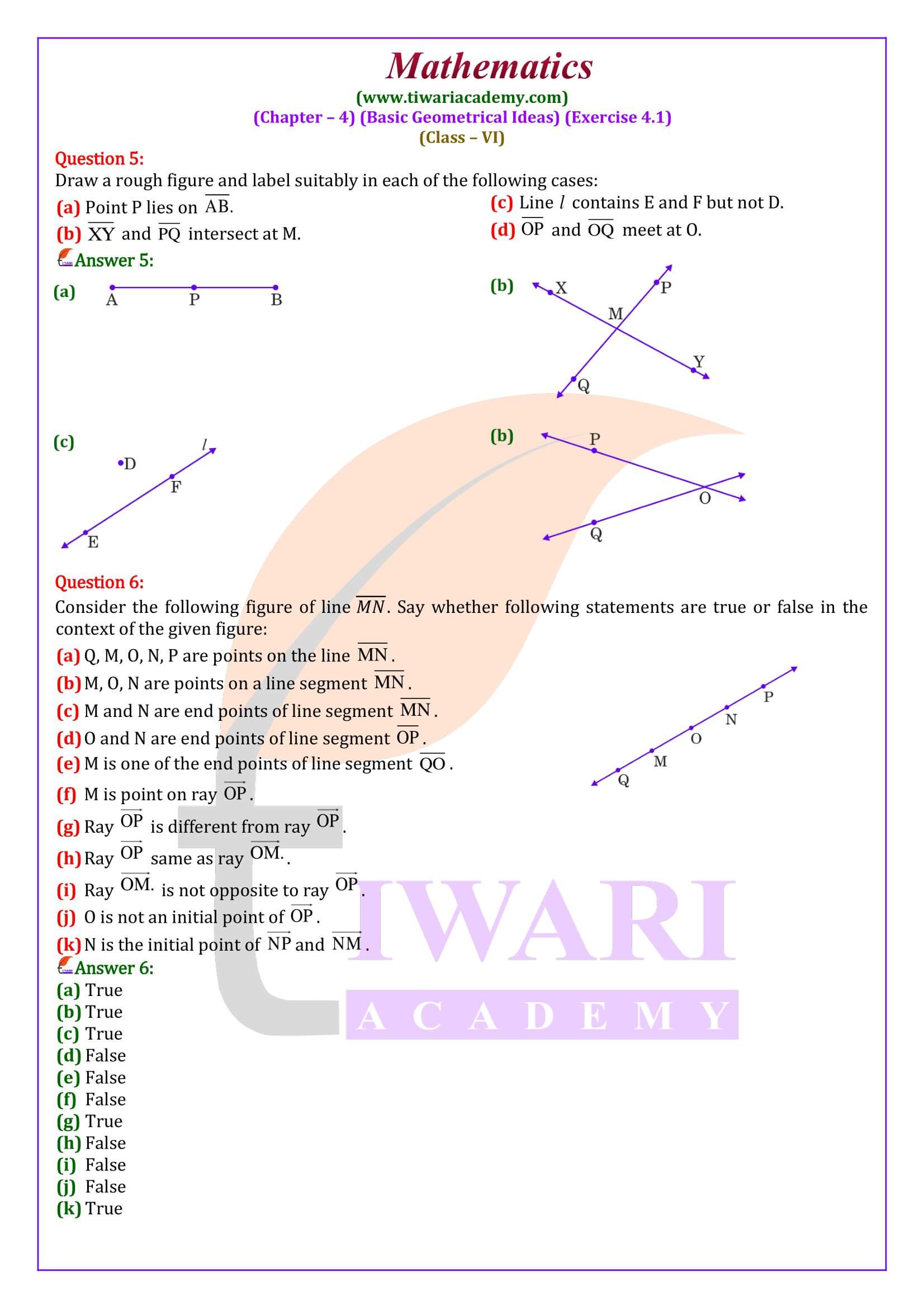 Class 6 Maths Exercise 4.1