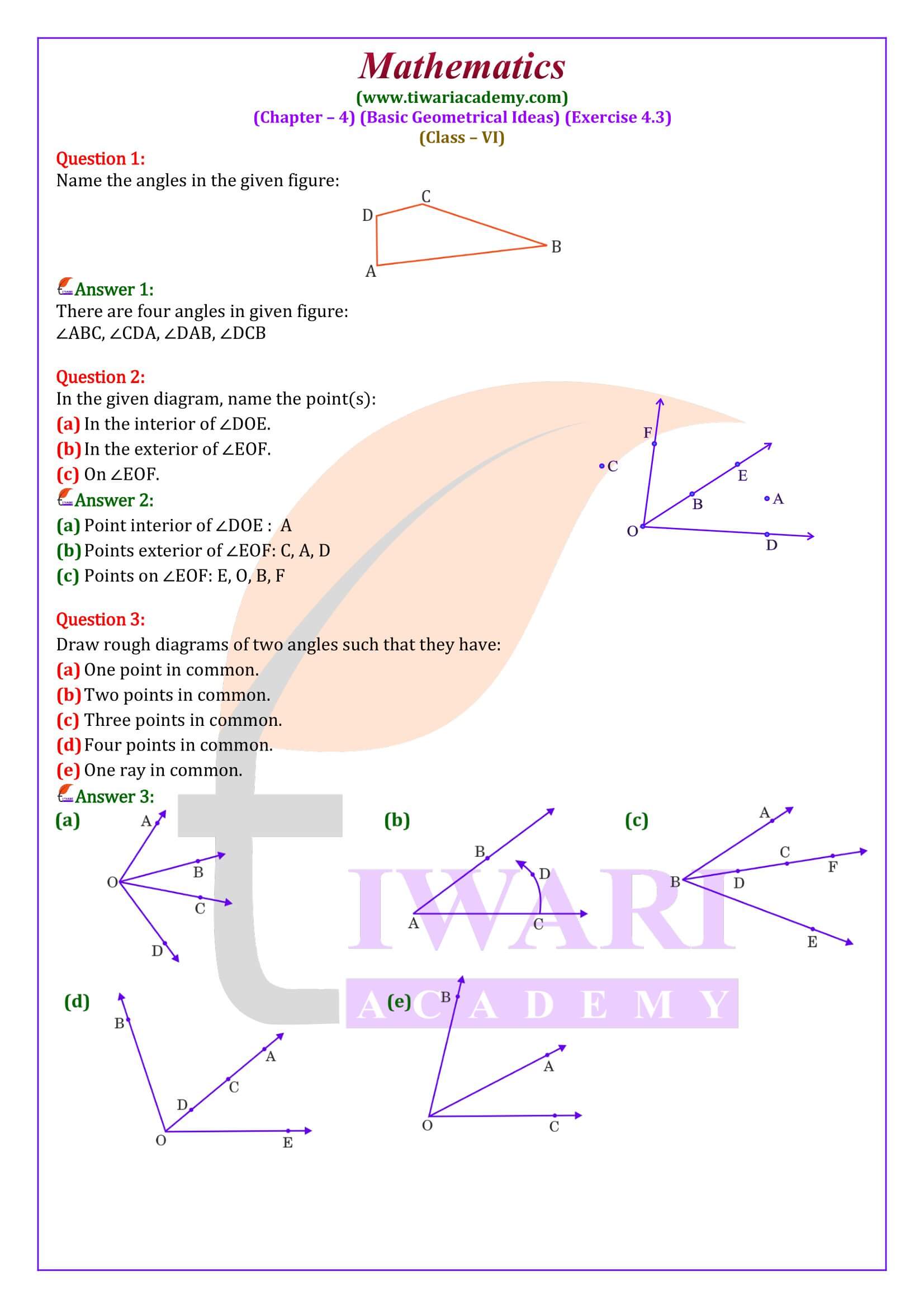 Class 6 Maths Exercise 4.3