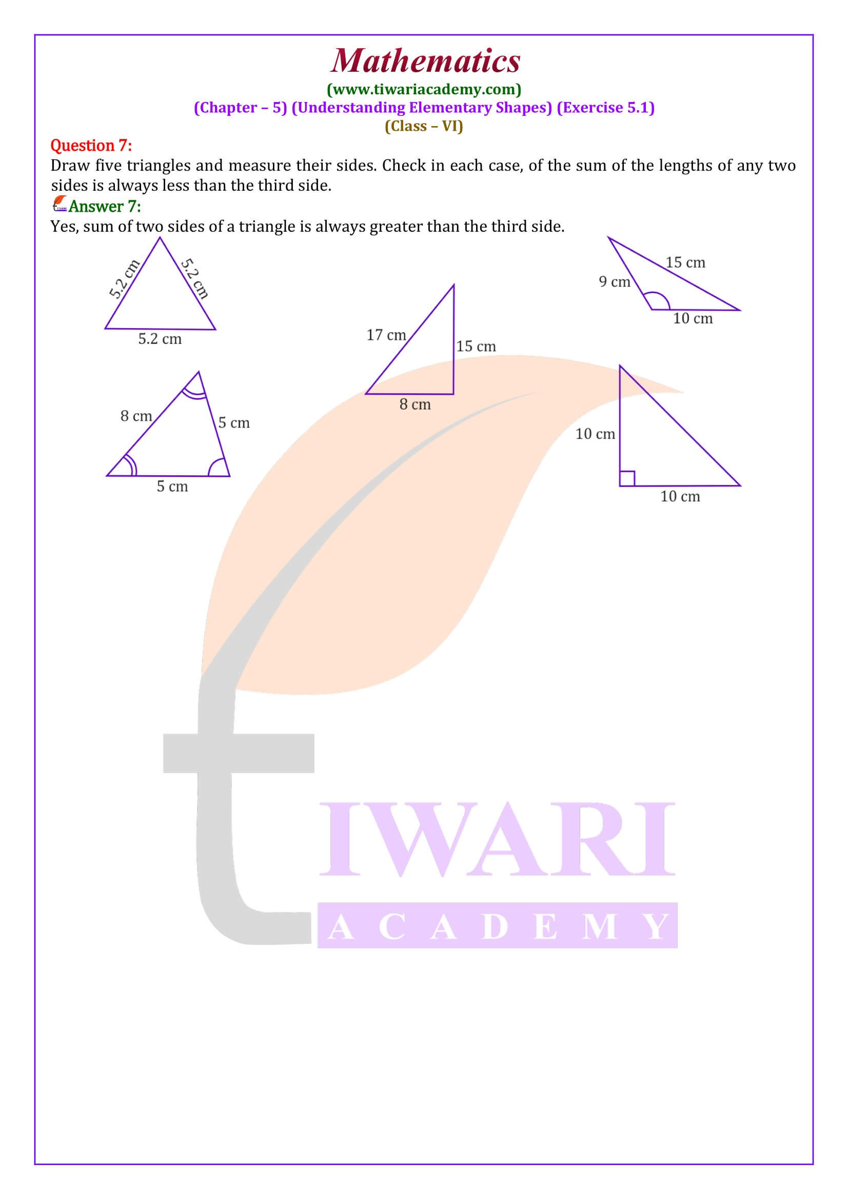 Class 6 Maths Exercise 5.1