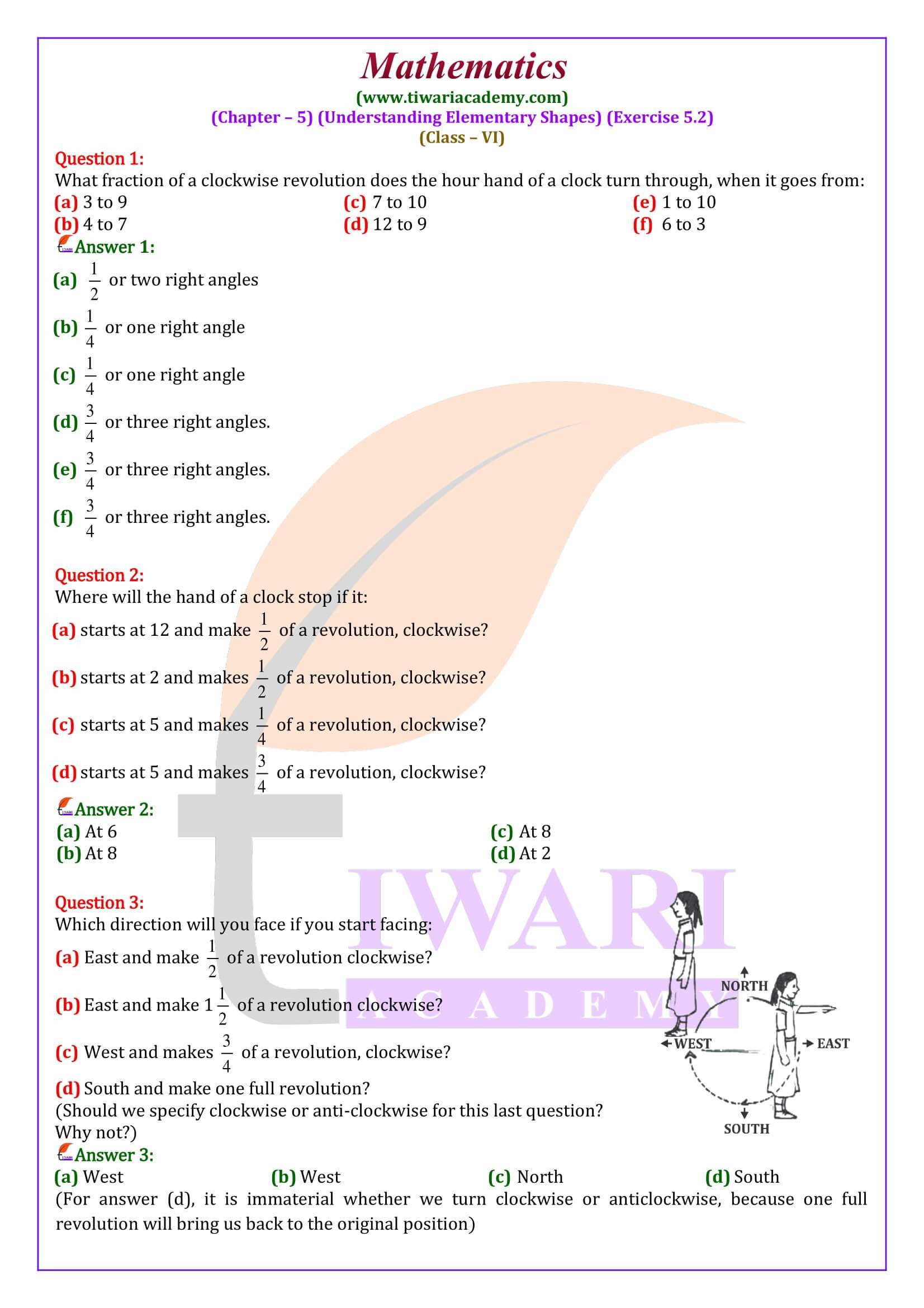 Class 6 Maths Ex. 5.2