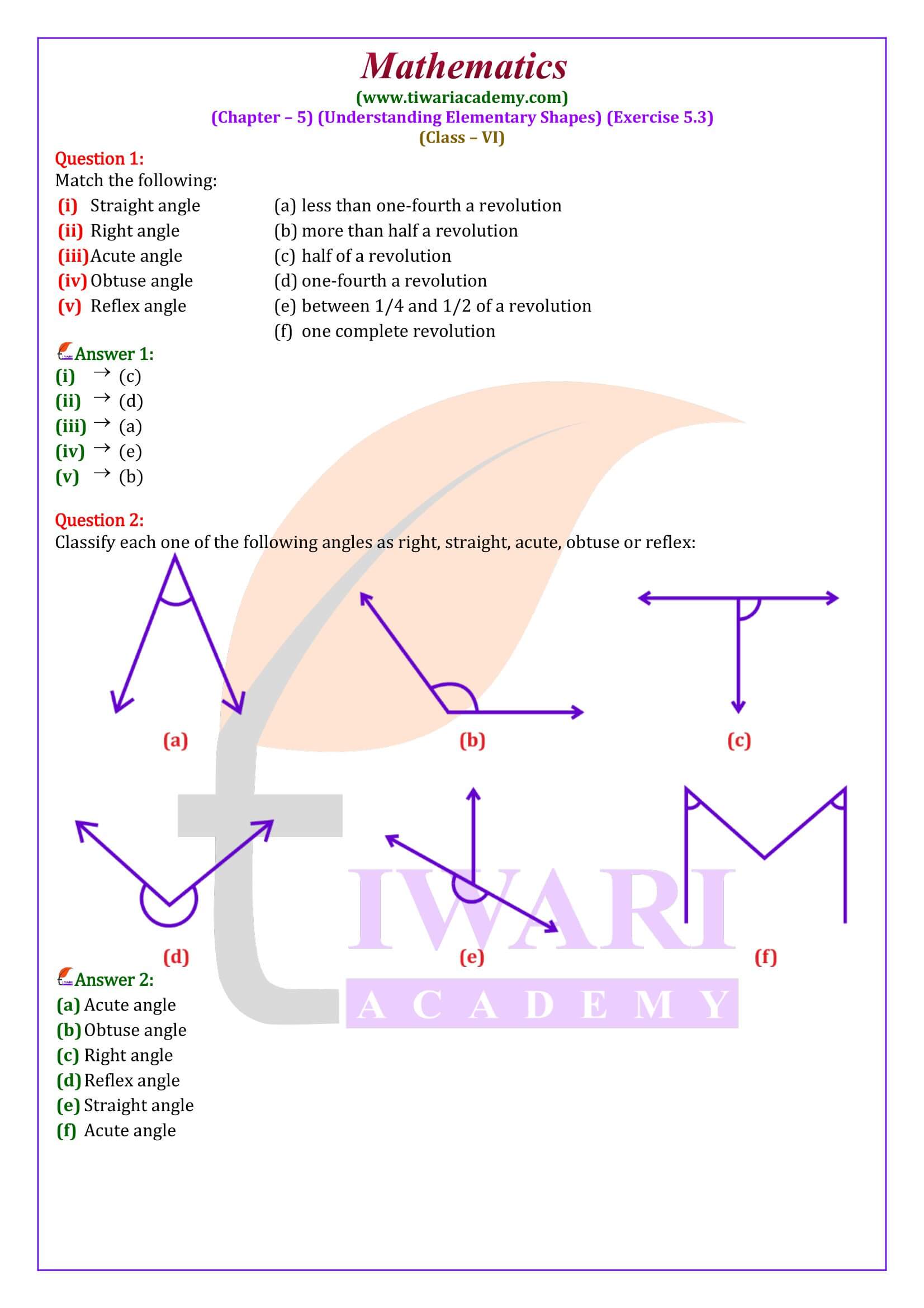 Class 6 Maths Exercise 5.3 in English