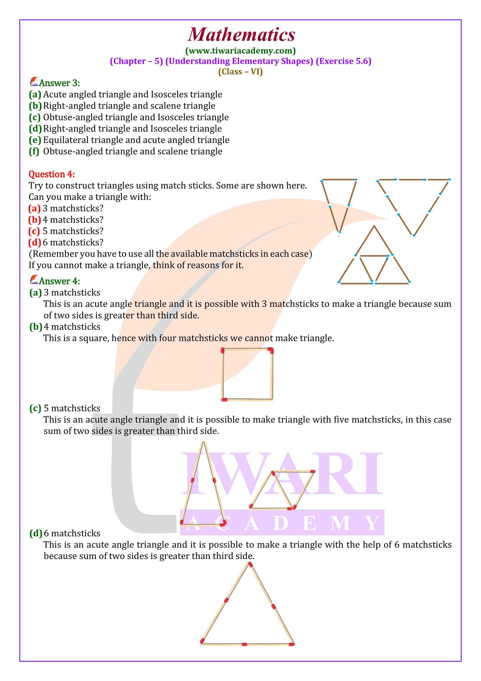 Class 6 Maths Exercise 5.6