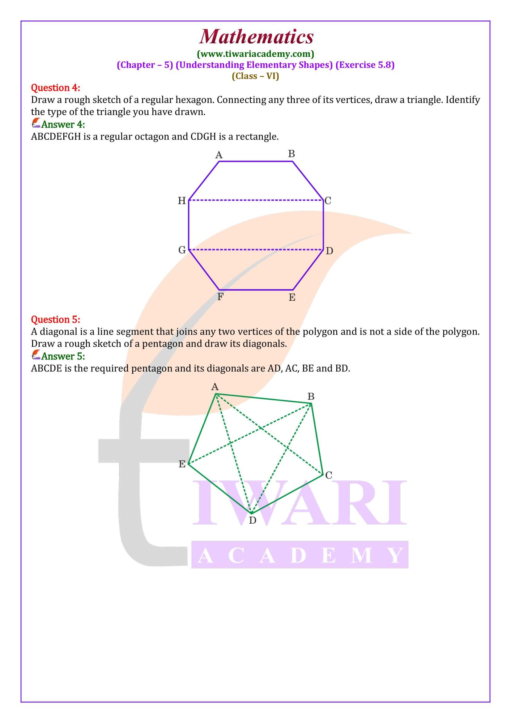 Class 6 Maths Exercise 5.8