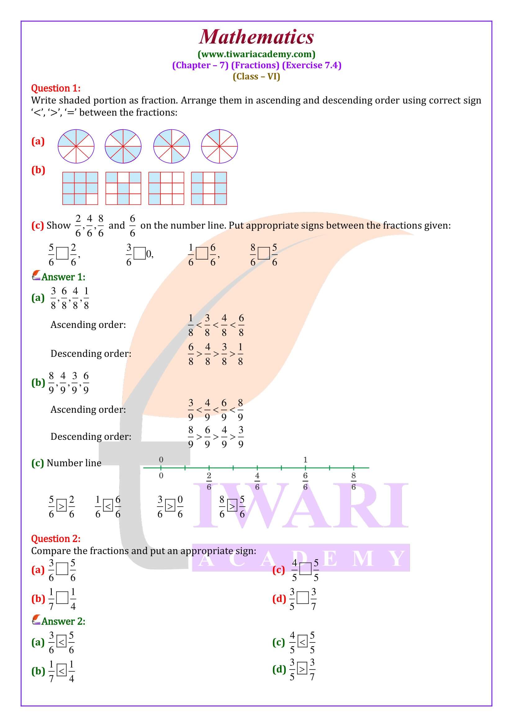 NCERT Class 6 Maths Exercise 7.4 solutions in English medium
