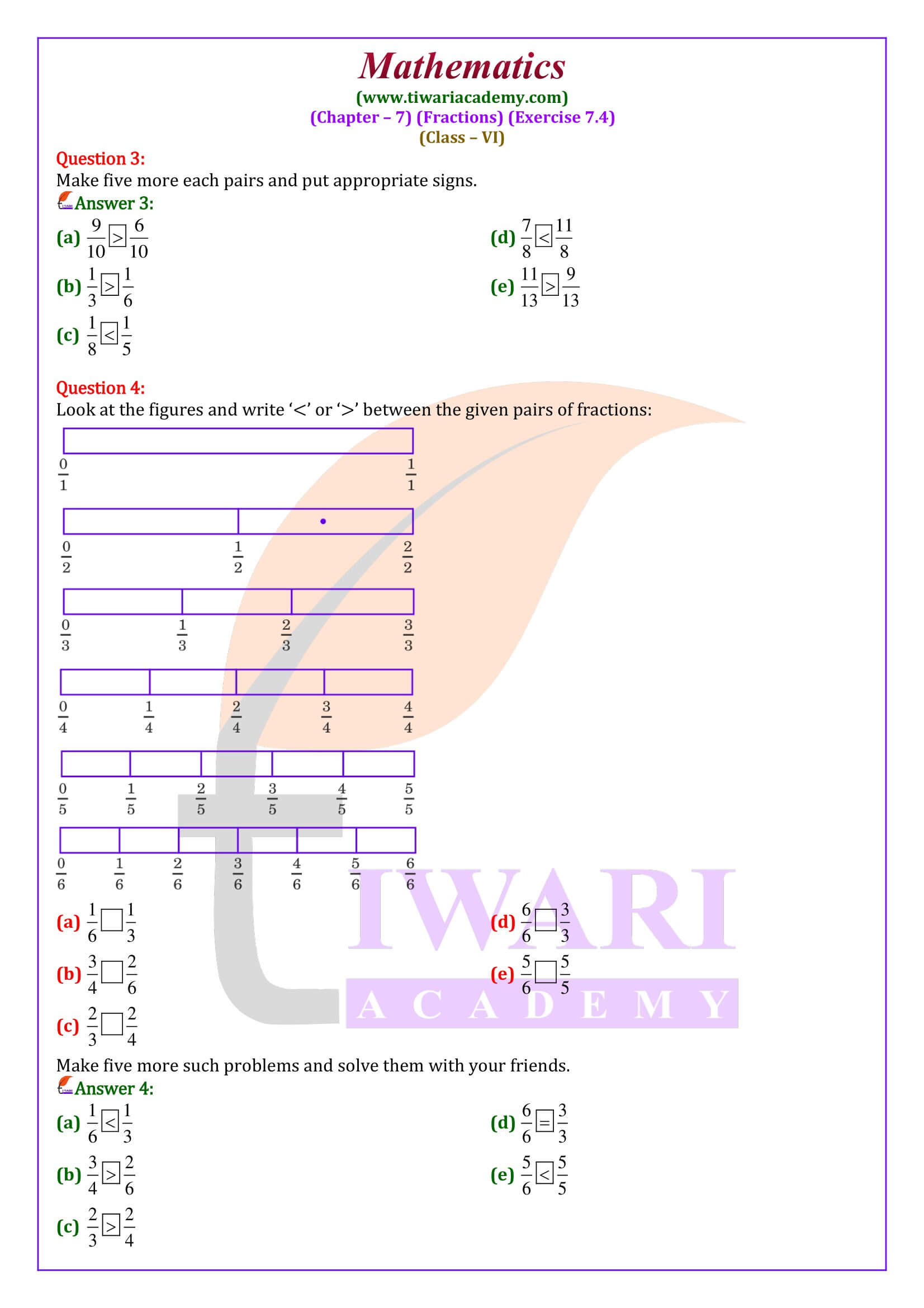 Class 6 Maths Exercise 7.4