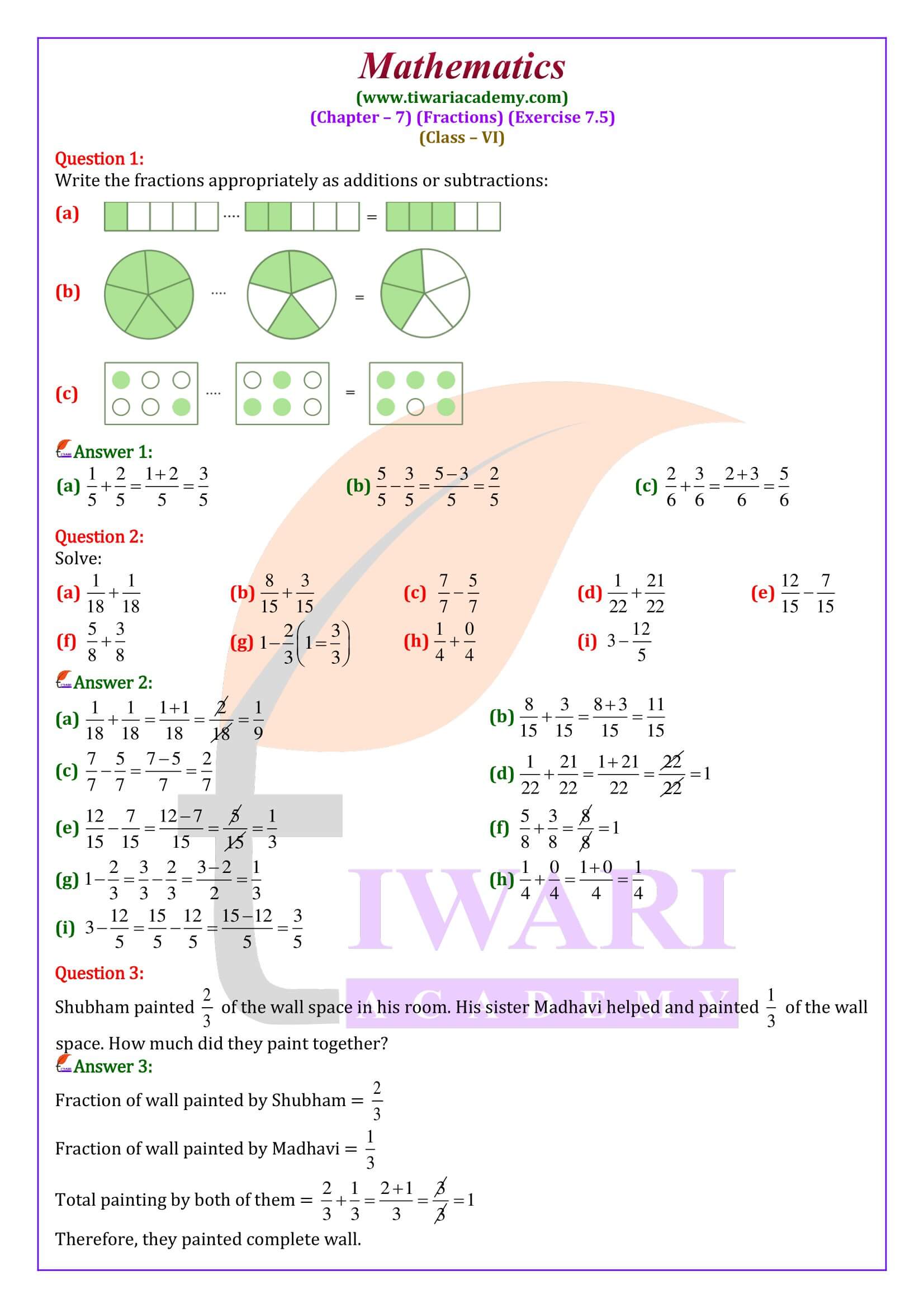 Class 6 Maths Ex. 7.5