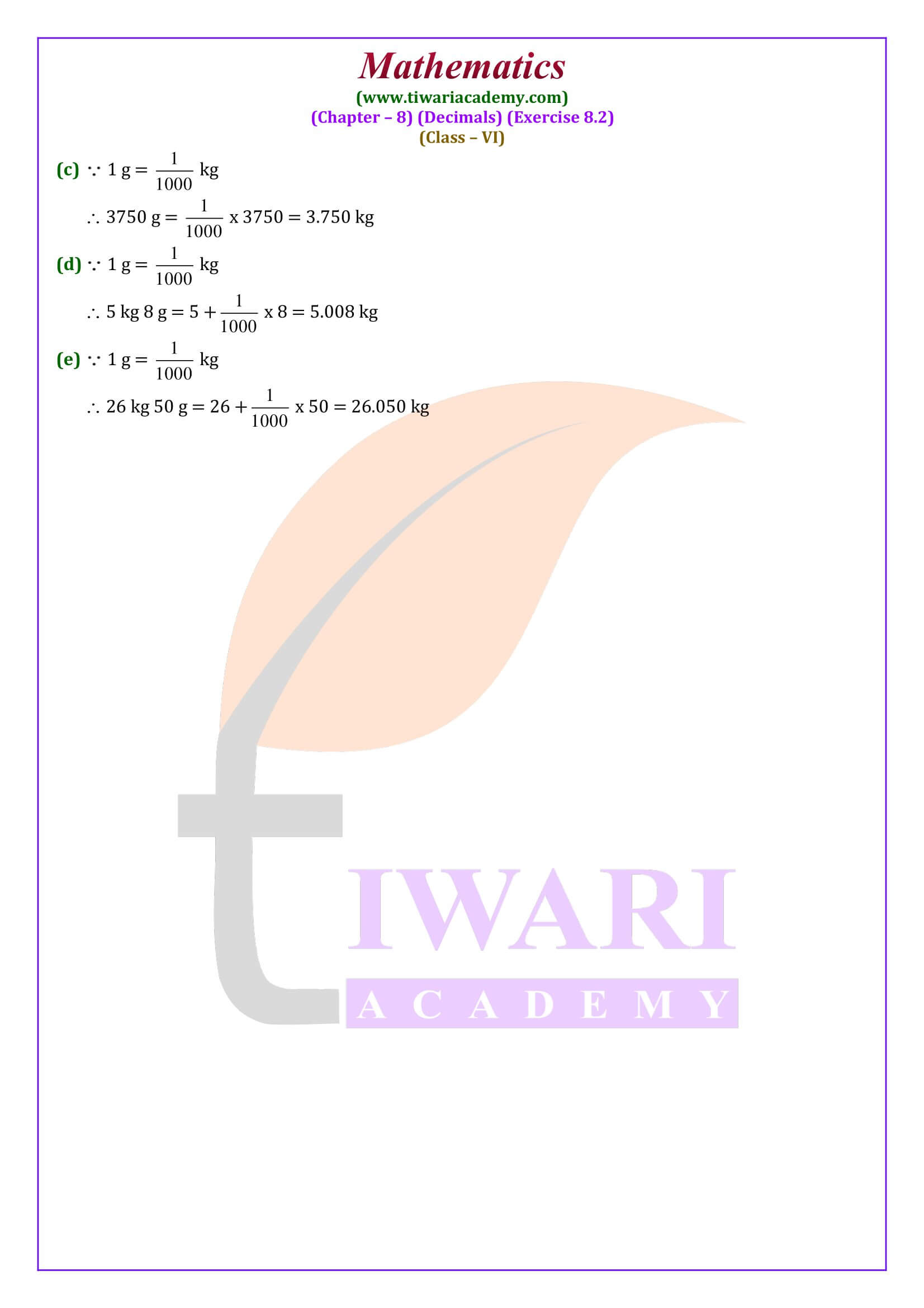 Class 6 Maths Exercise 8.2