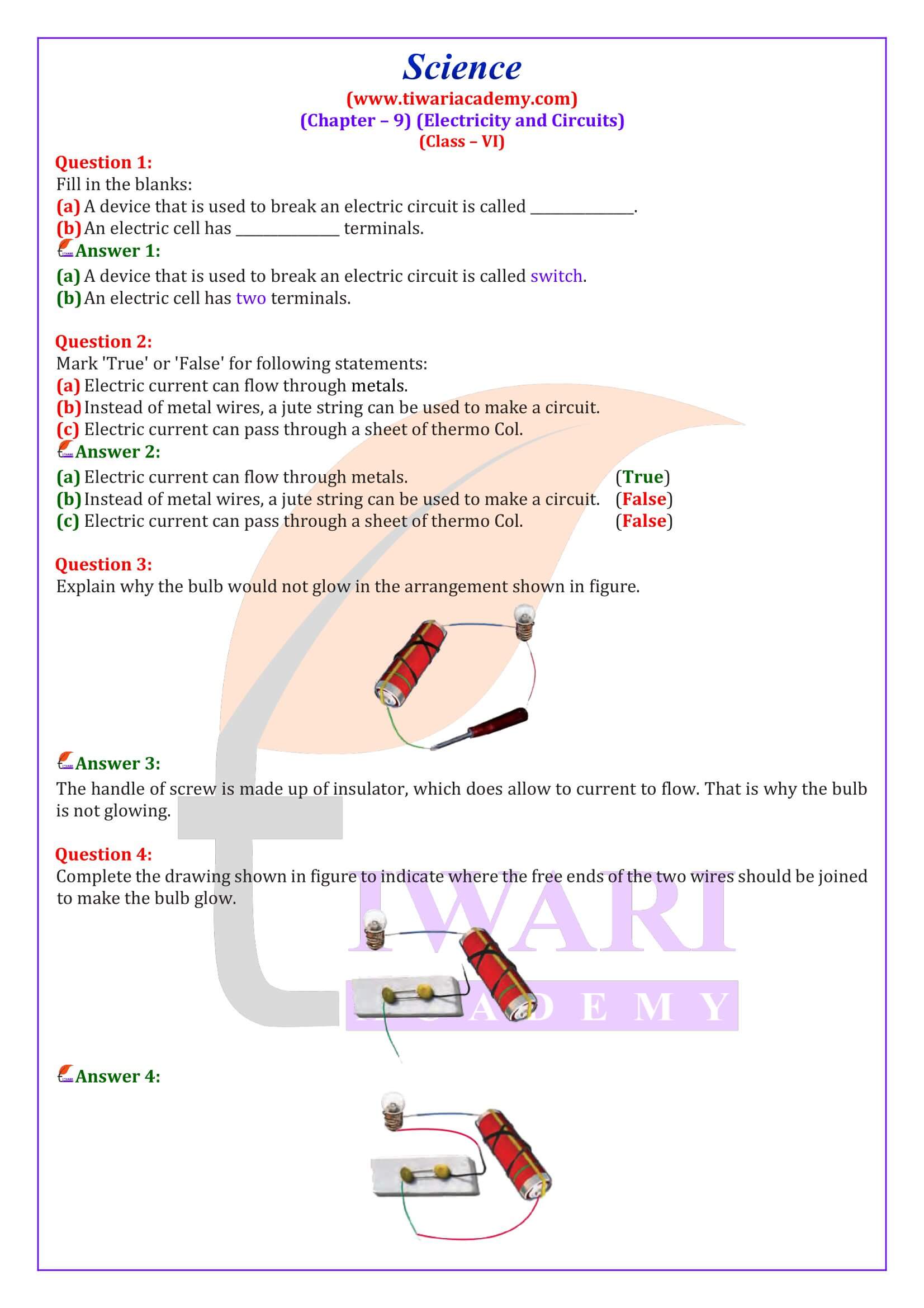 NCERT Solutions for Class 6 Science Chapter 9