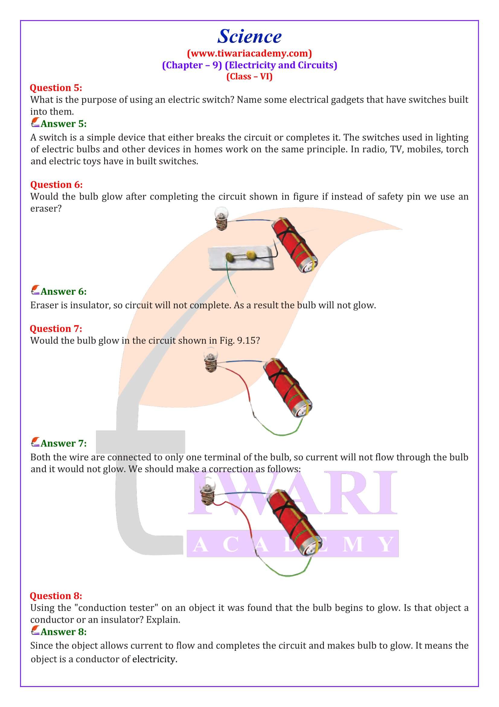 NCERT Solutions for Class 6 Science Chapter 9 Question answers