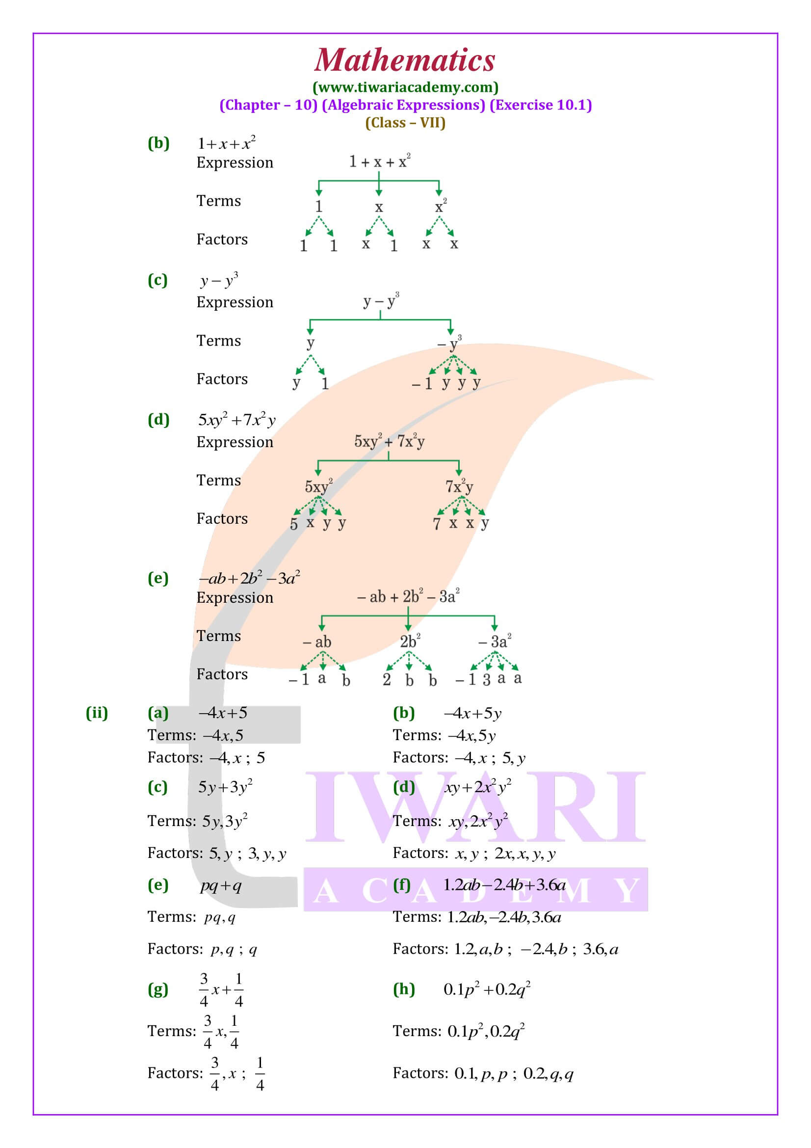 Class 7 Maths Exercise 10.1 solutions in English Medium