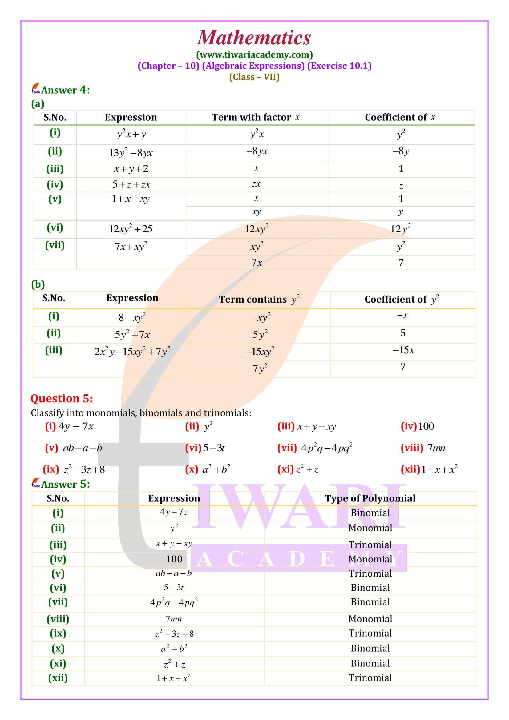 Class 7 Maths Exercise 10.1 updated solutions revised