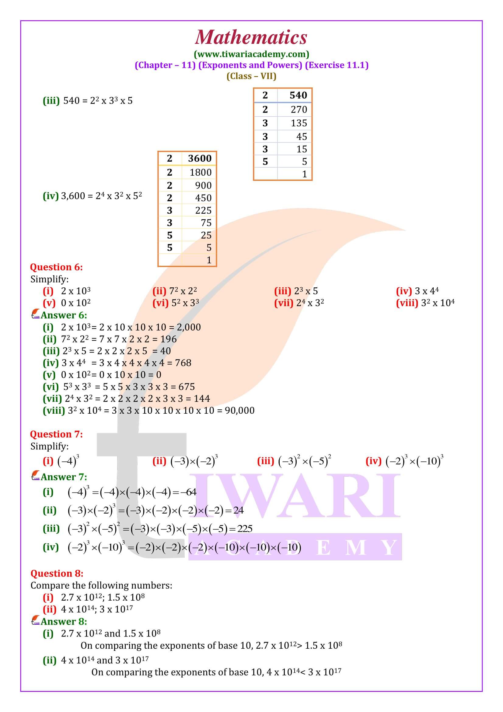 Class 7 Maths Exercise 11.1