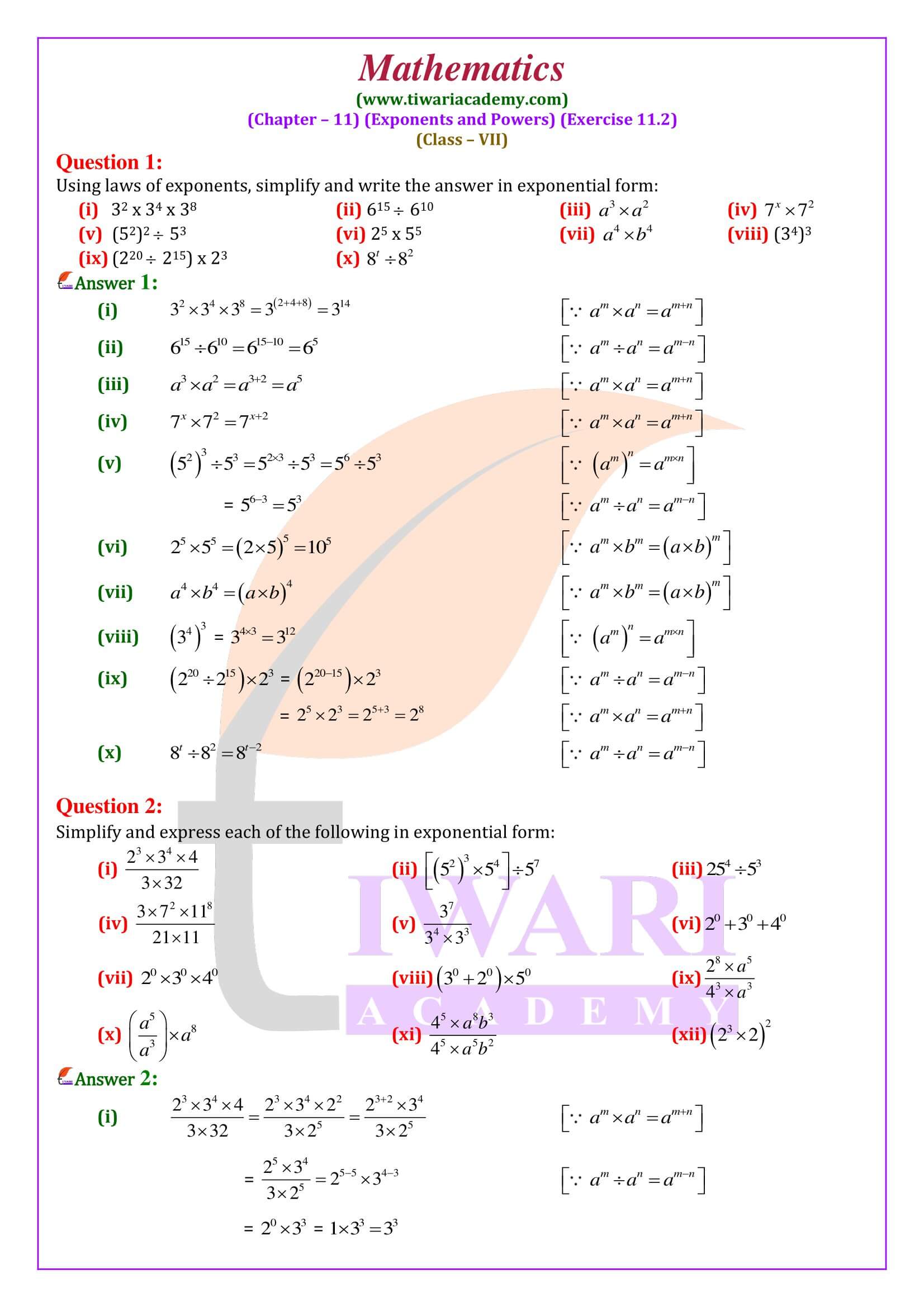 CBSe Class 7 Maths Exercise 11.2 solution guide