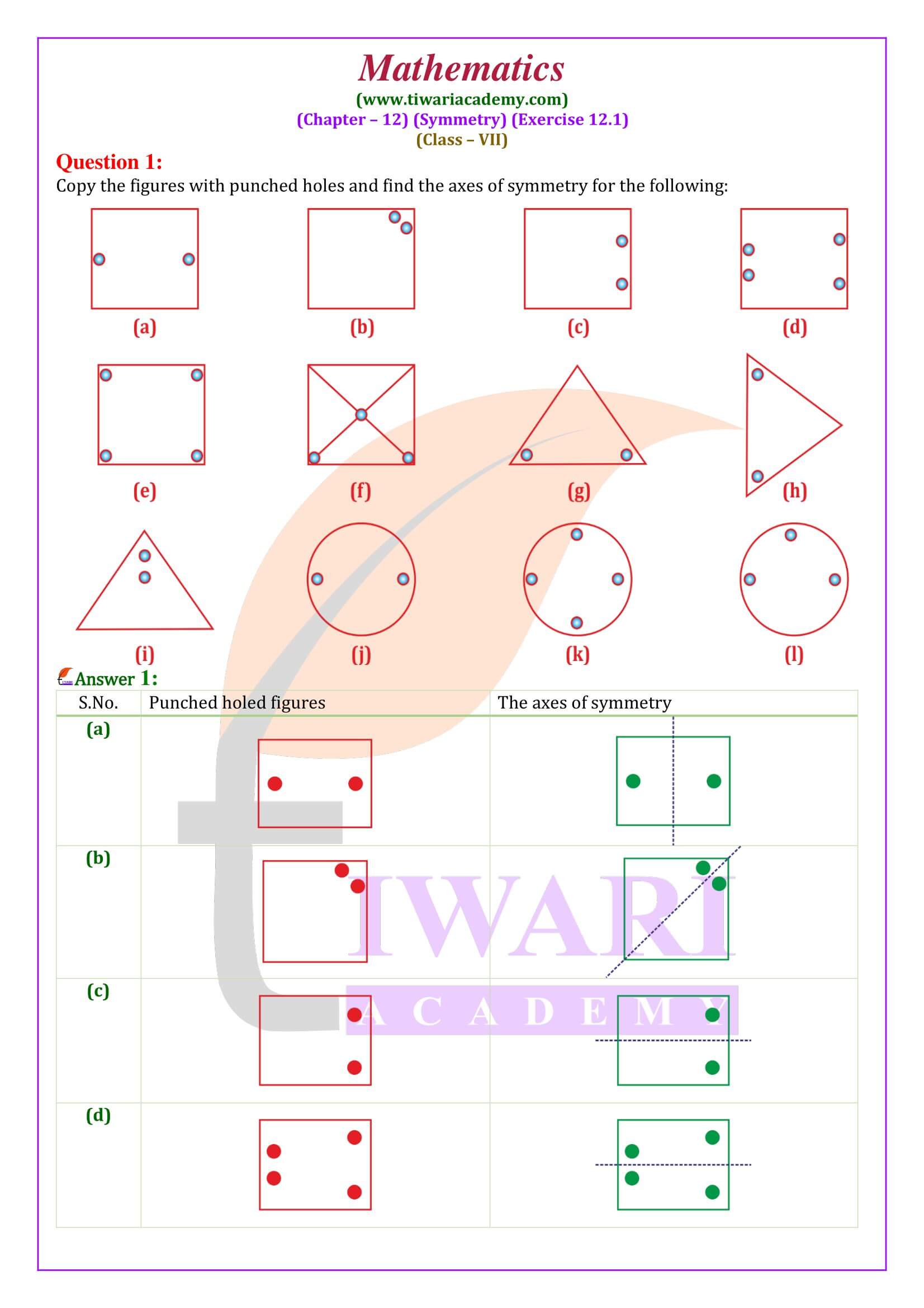 Class 7 Maths Exercise 12.1 solutions guide