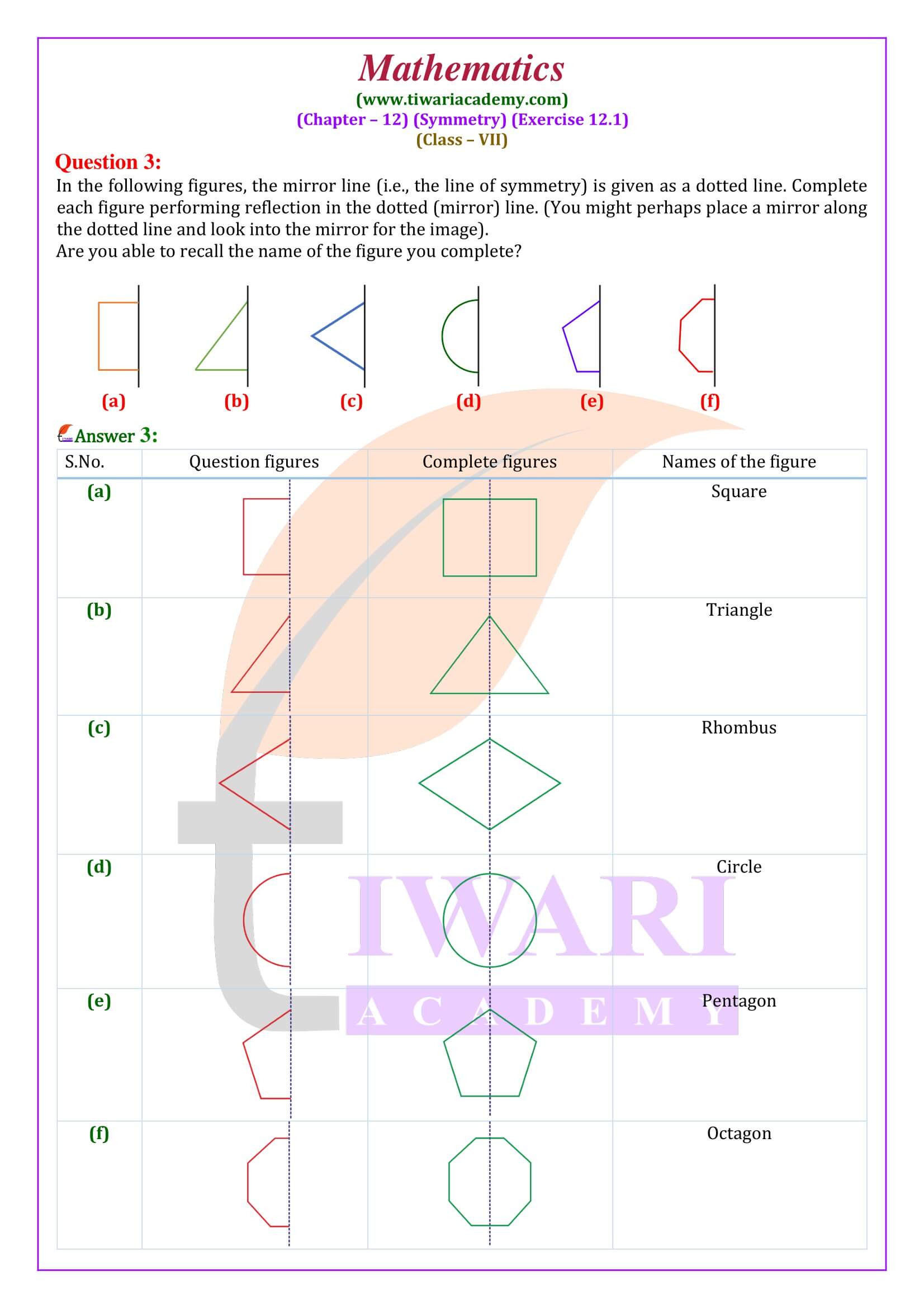 Class 7 Maths Exercise 12.1 updated solutions