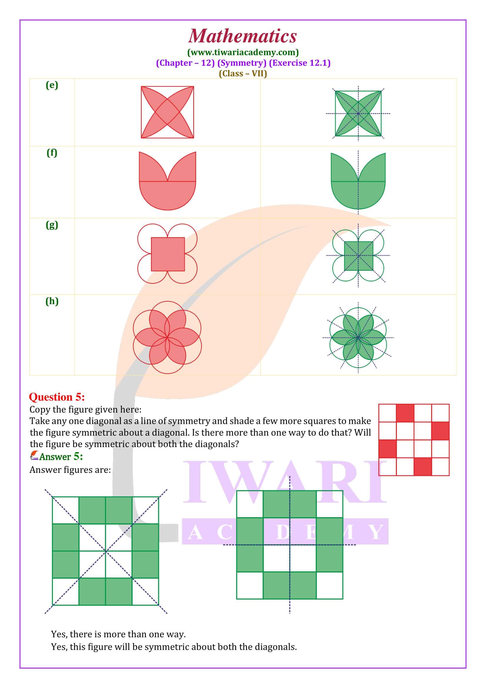 Class 7 Maths Exercise 12.1 all question answers guide