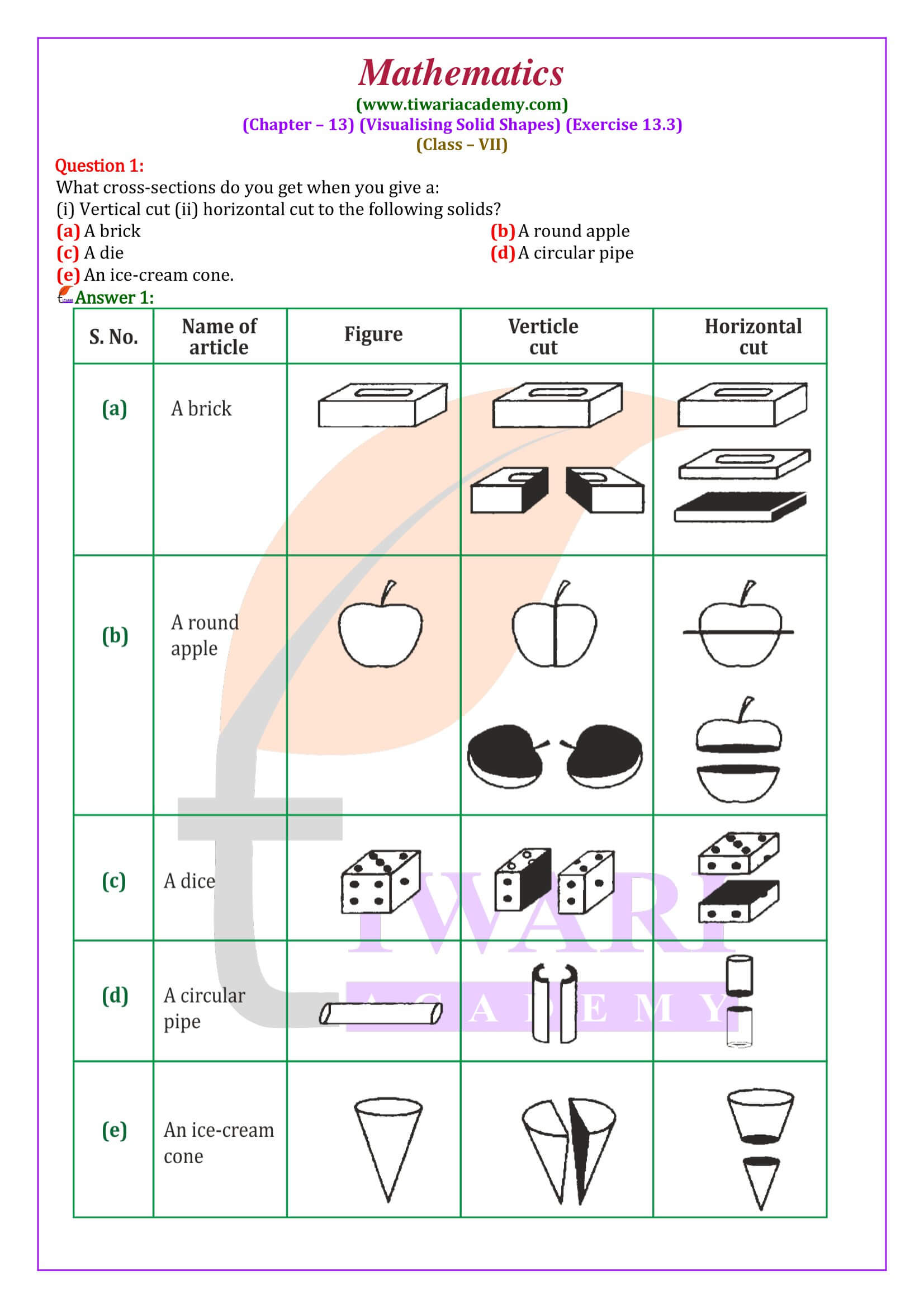 Class 7 Maths Exercise 13.3 solutions in English medium