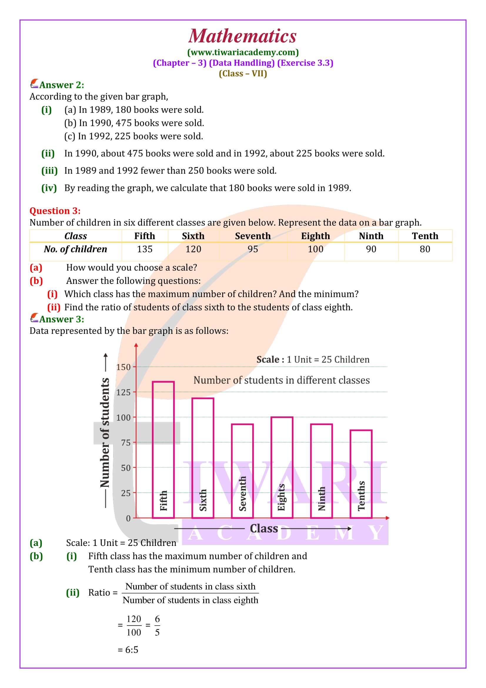 CBSE Class 7 Maths Exercise 3.3 solutions in English Medium