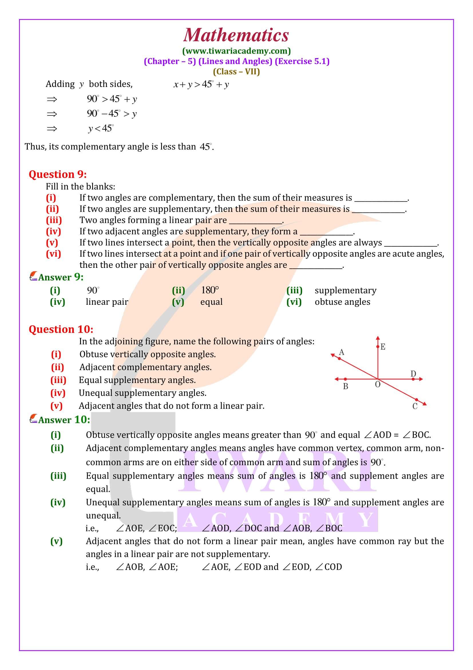Class 7 Maths Exercise 5.1