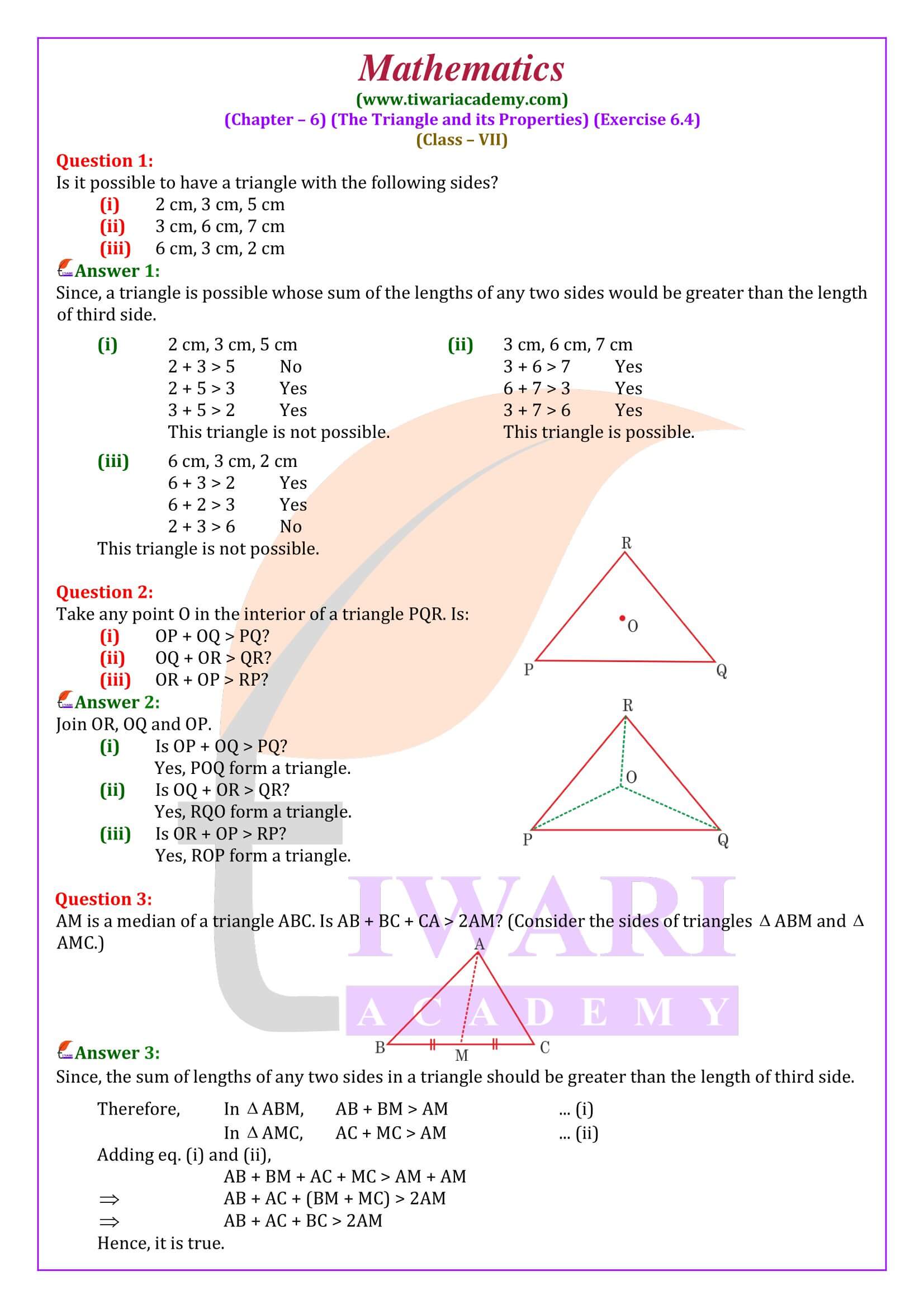 Class 7 Maths Exercise 6.4 in English Medium