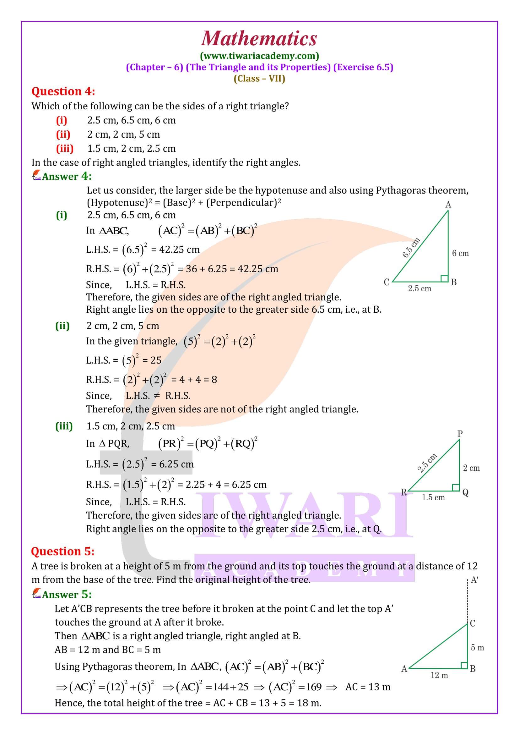 7th Maths ex. 6.5