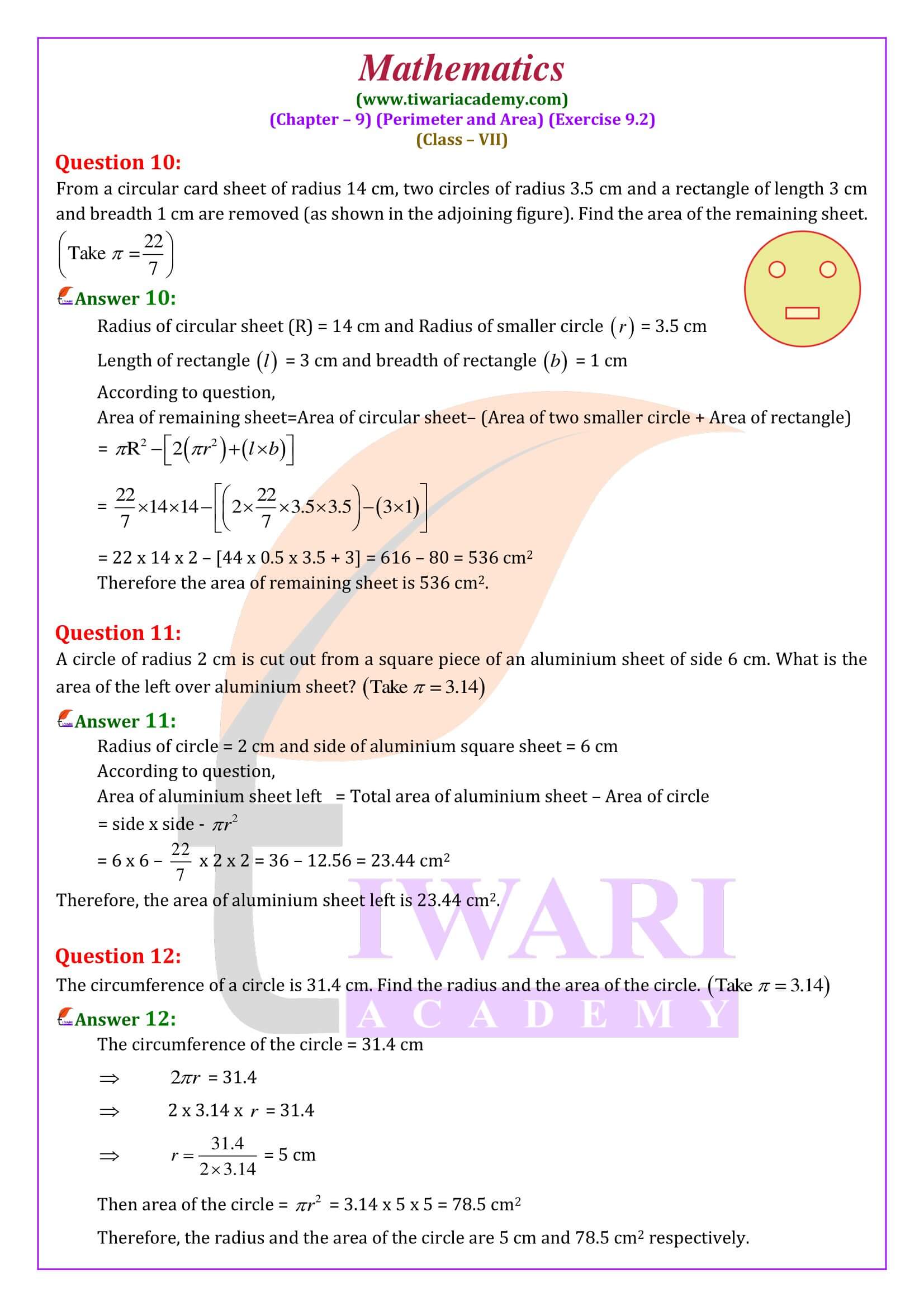 CBSE Class 7 Maths Exercise 9.2 solutions guide
