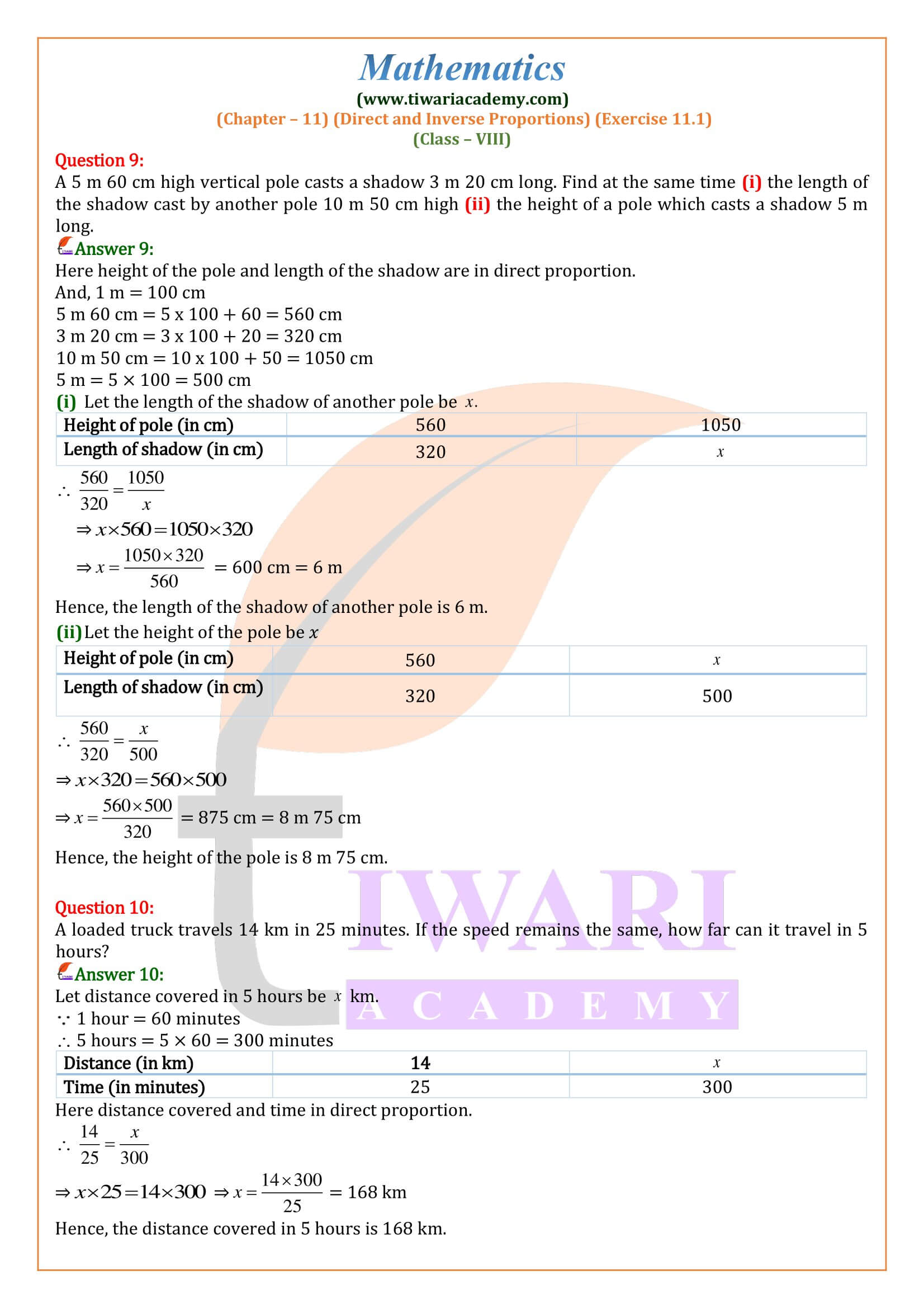 Class 8 Maths Exercise 11.1