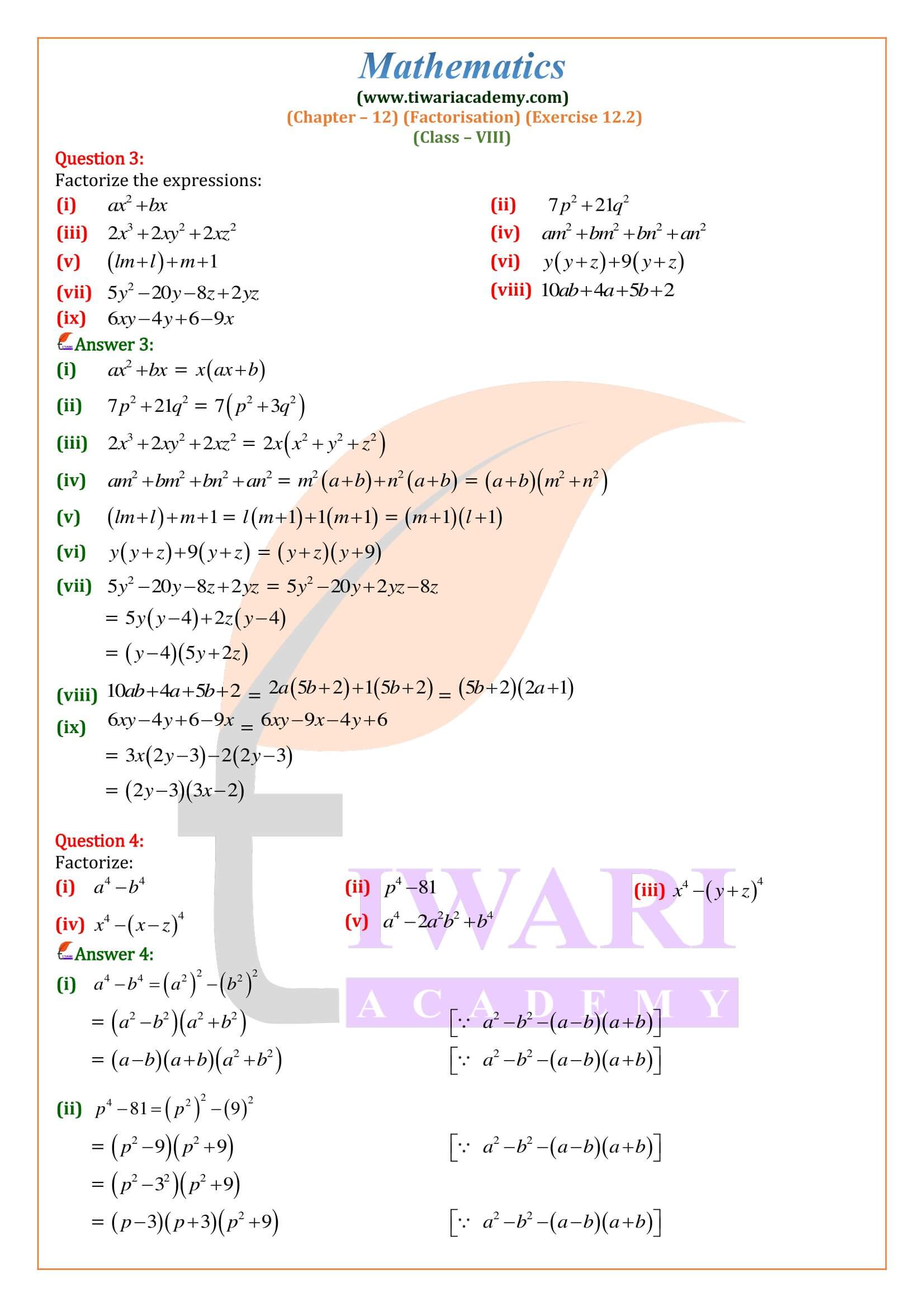 Class 8 Maths Ex. 12.2