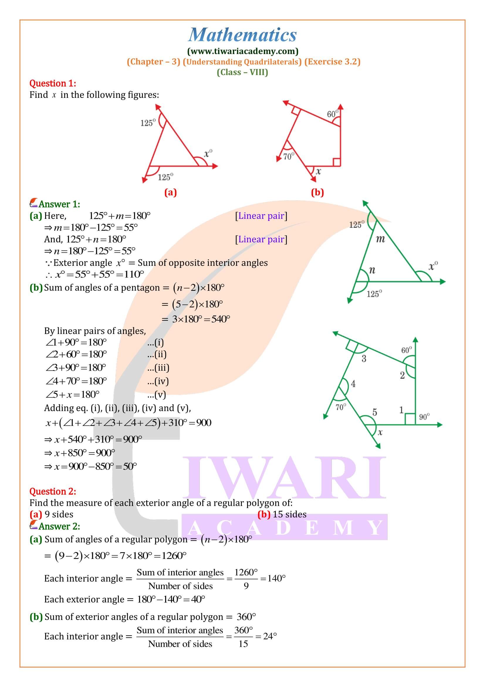 Class 8 Maths Ex. 3.2