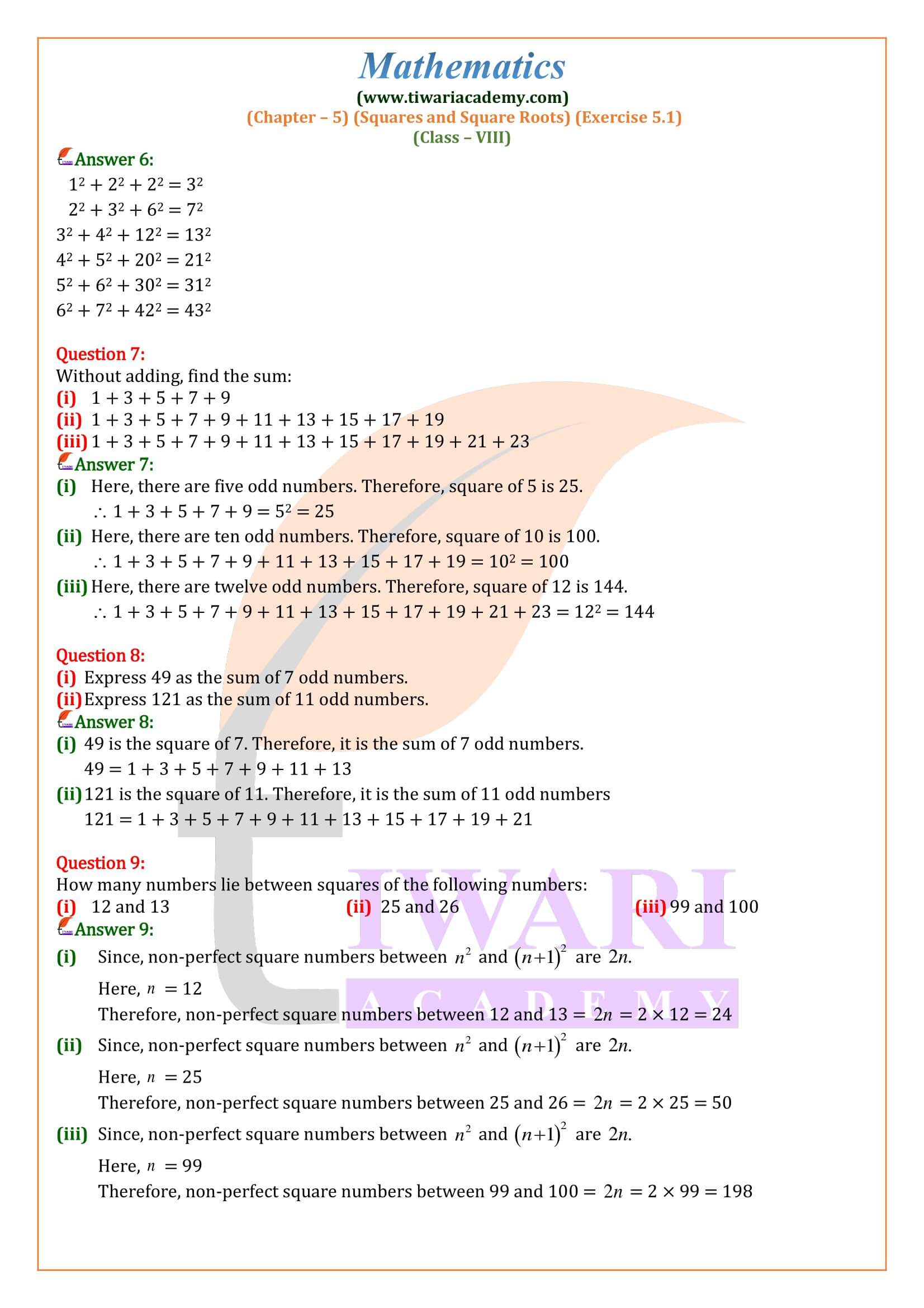 Class 8 Maths Exercise 5.1