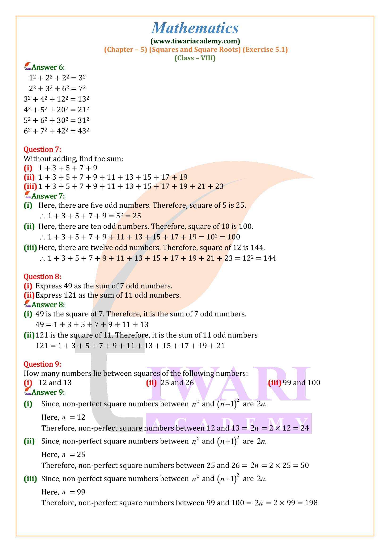 Class 8 Maths Exercise 5.1