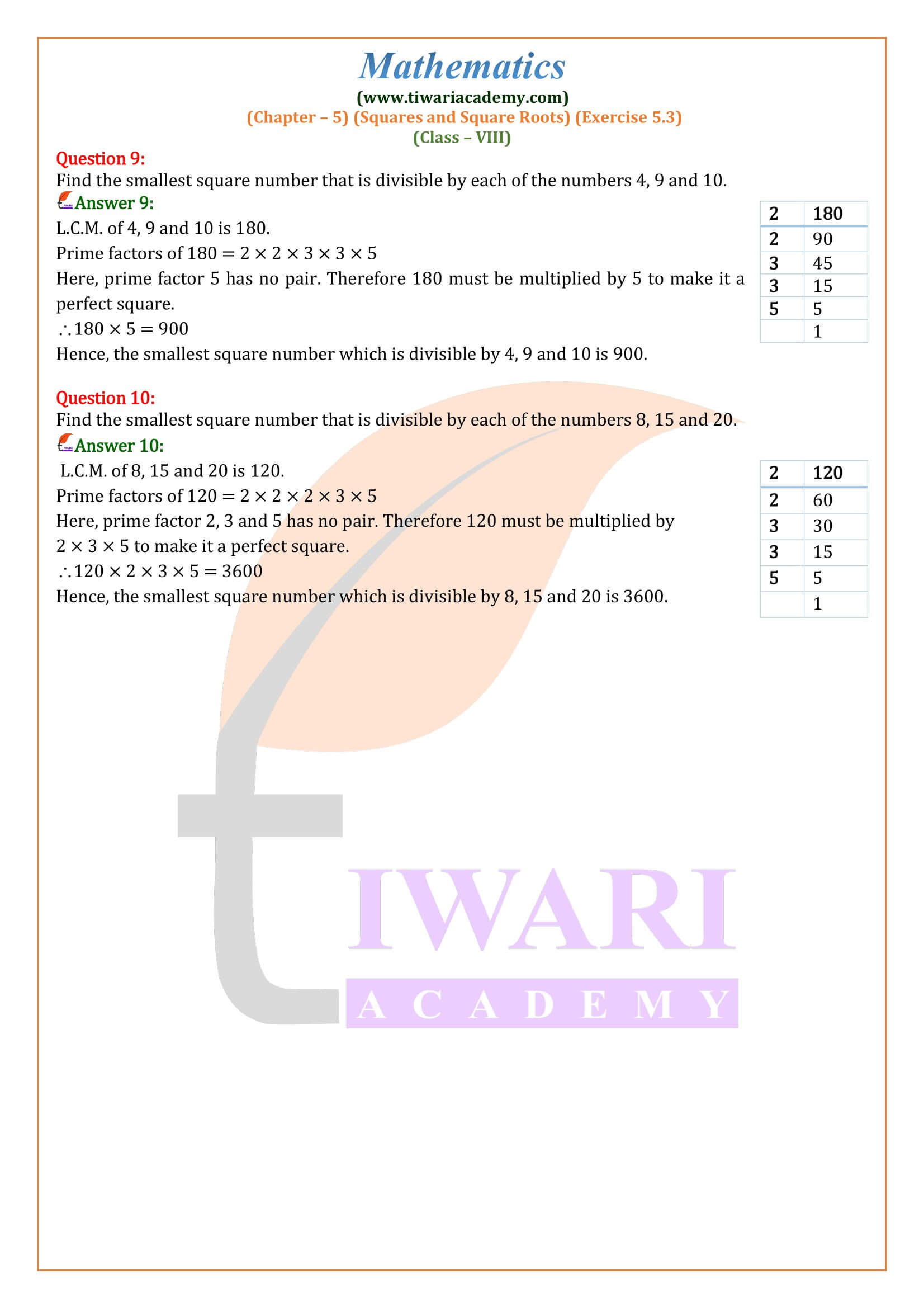 Class 8 Maths Exercise 5.3